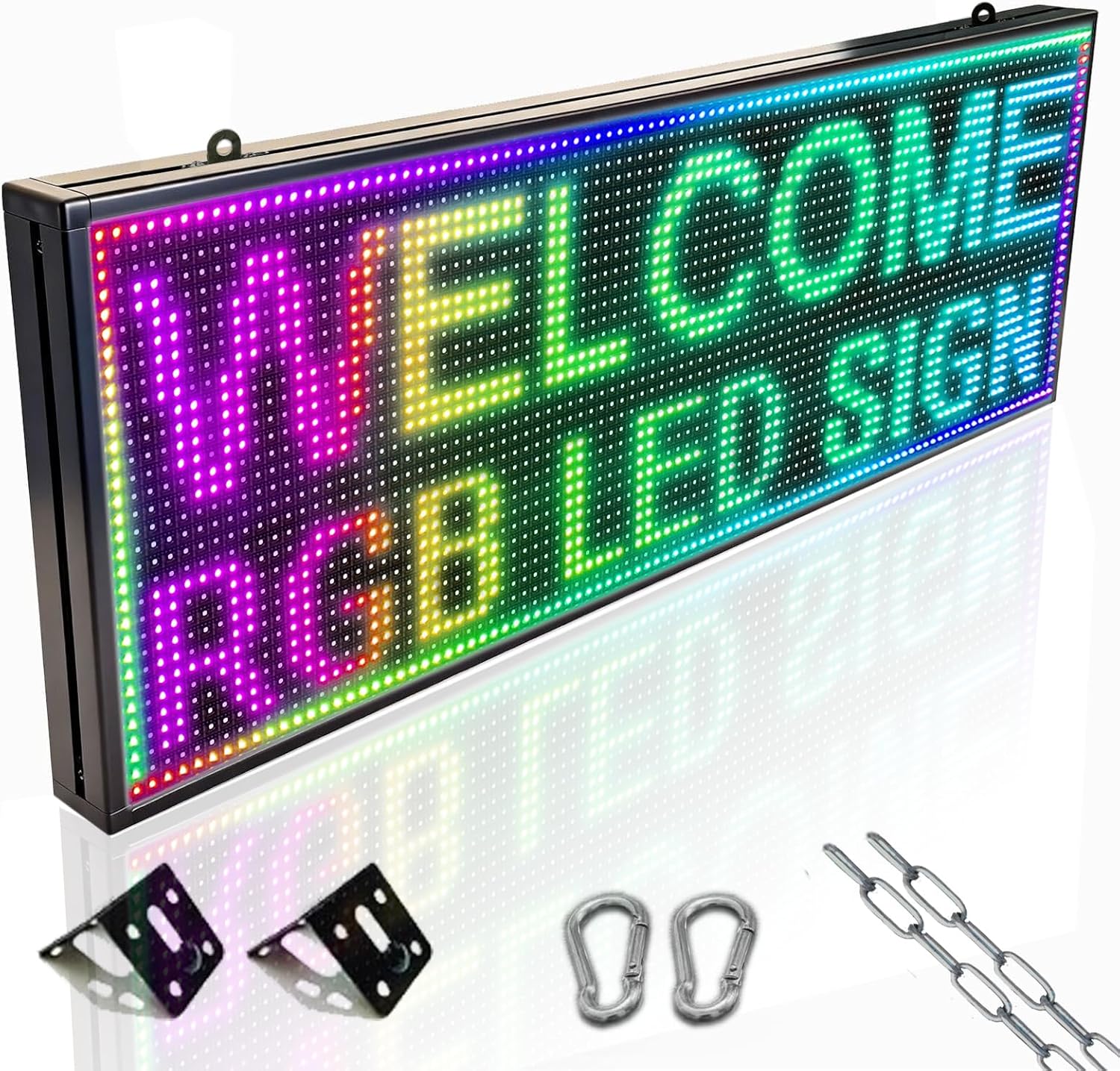 Amorlipha P10 39x14 Inch Programmable Outdoor LED Sign - WiFi Full Color Scrolling Display for Business Advertising