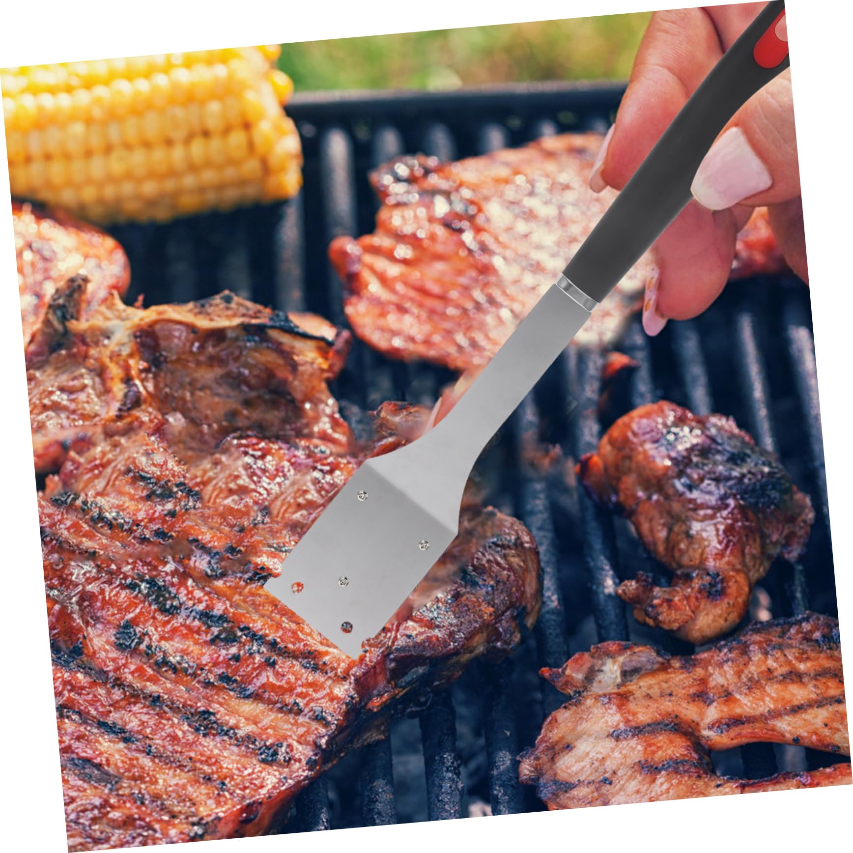 Happyyami 4kawałki Szczotka Do Czyszczenia Grilla Bbq Ze Stali Nierdzewnej i Materiału Ergonomiczny Uchwyt Lekka i Kompaktowa Oszczędzająca Idealna Do Akcesoriów Grillowych
