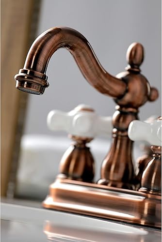 Miniatura 32 de Kingston Brass KB1601PX Heritage - Grifo de lavabo central de 4 pulgadas con mango cruzado de porcelana, cromo pulido Cromo pulido,Latón