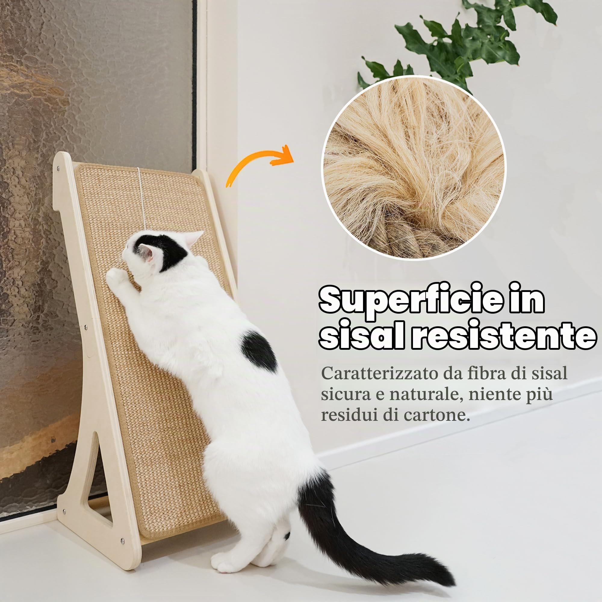 PETKARAY Tiragraffi per Gatti, Rampa in Sisal a Forma di L per Interni, Protezione per Mobili da Parete da 27" con Giocattolo a Forma di Topo