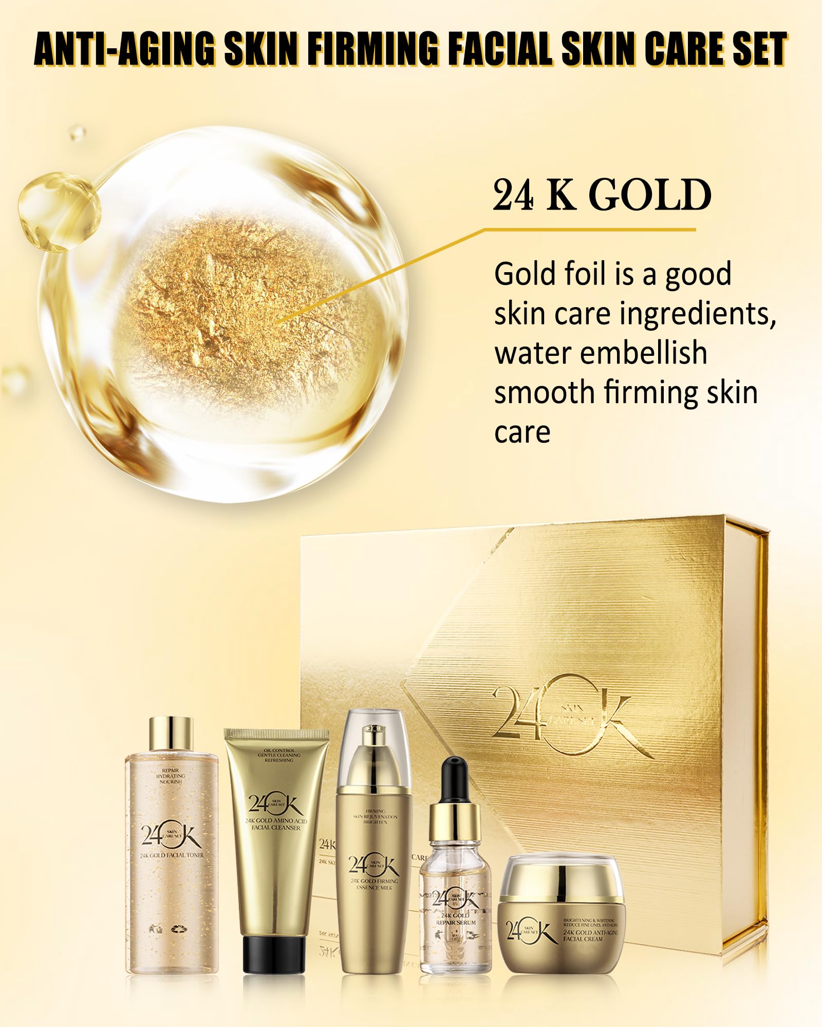 Amazon.com : Skin Care Toiletry Kit, 24K Gold Skin Care Set for