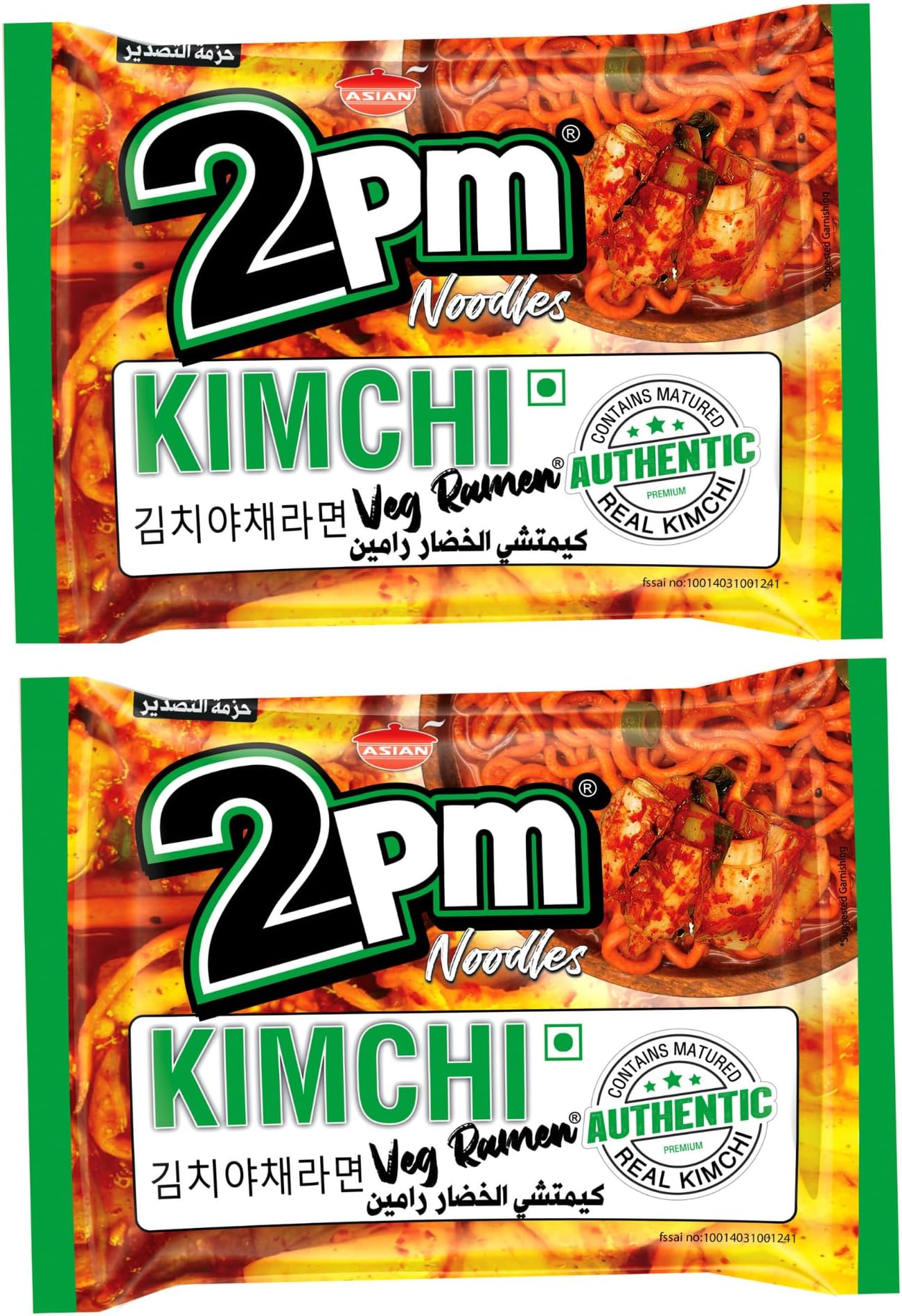 2PM - Kimchi Veg Korean Ramen - Contains Matured Authentic Real Kimchi - Instant Veg Ramen Noodles - 150 Gm Each - Pack of 2