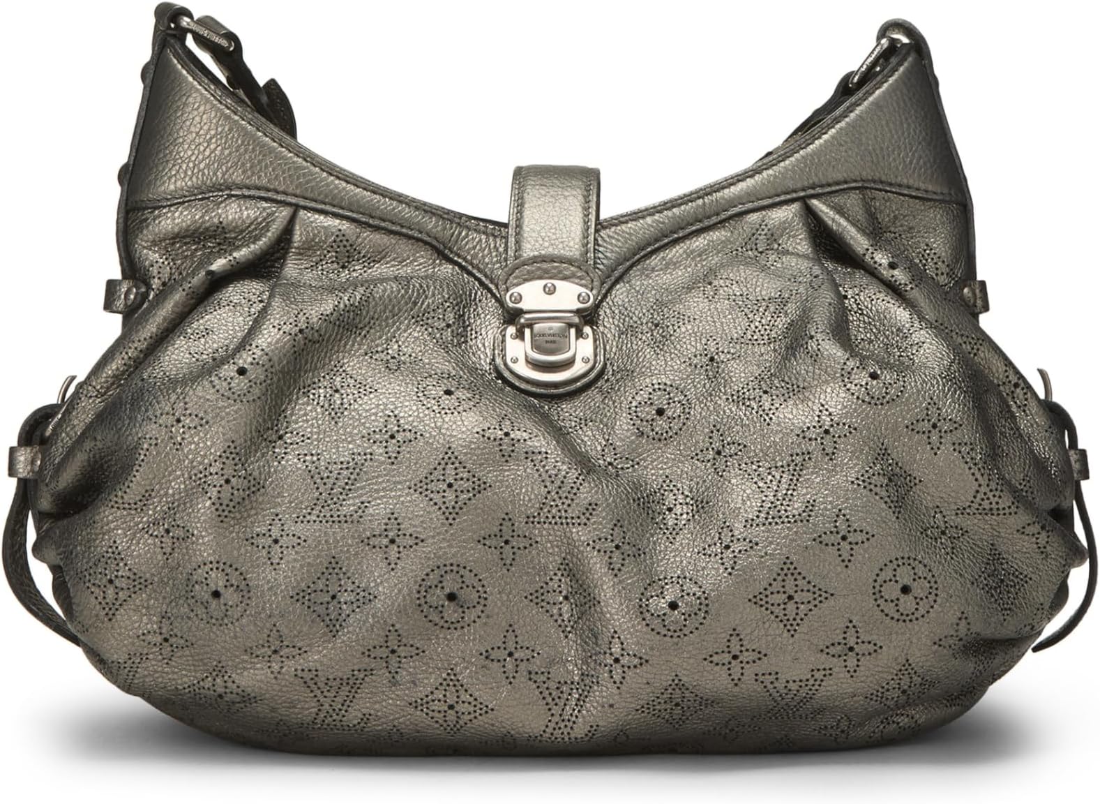 Pre-loved Silver Monogram Leather Mahina XS, Silver