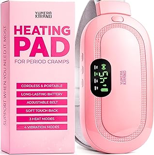 Heating Pad for Period Cramps – FSA-HSA Eligible – Cordless Portable Electric Wearable Heating Belt with Massage – USB Rechargeable Heat Wrap for Menstrual Pain Relief, Back, Abdomen, PMS