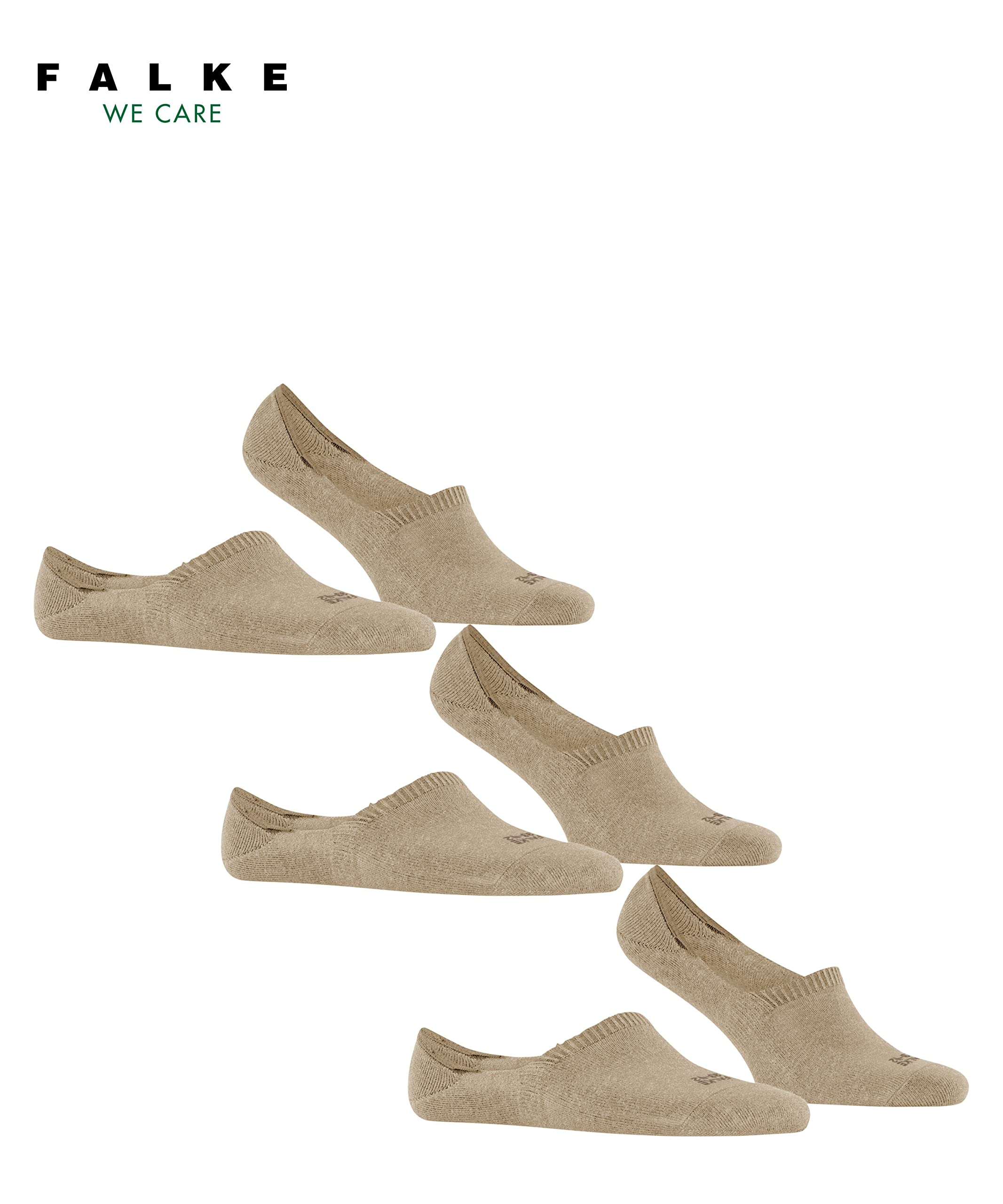 FALKE Mężczyźni Stopki Family Invisible Multipack M In bawełna niewidoczne jednokolorowe 3 Pak, Beżowy Sand Melange 4650, 47-50