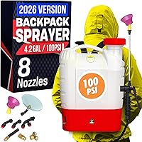 NPGLOBAL 4.2 Gallon Battery Backpack Sprayer - 100 PSI Adjustable Pressure, 8 Nozzles, Long Battery Life, Wide Mouth Tank