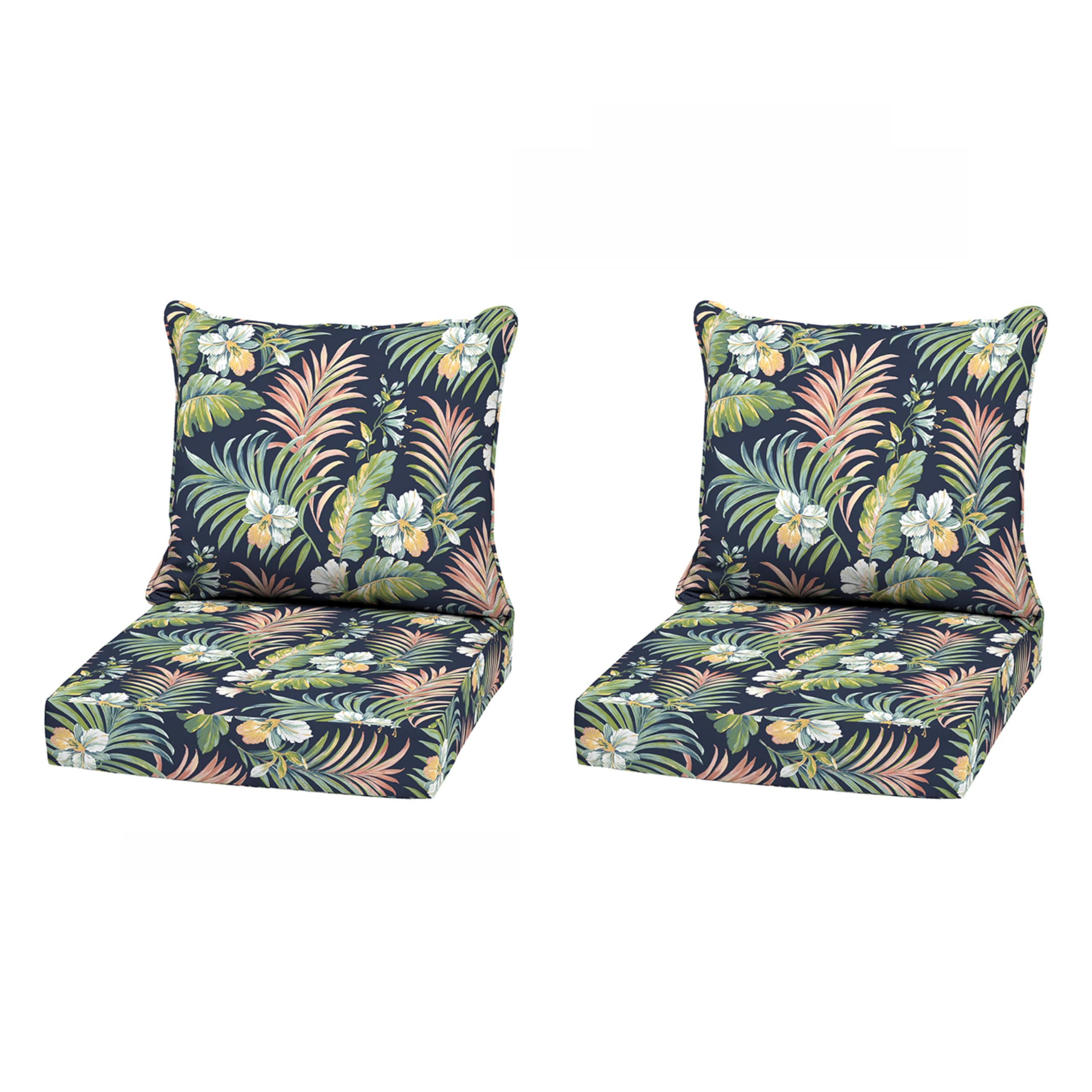 Arden Outdoor Deep Seat Cushion Set, 2-Pack, 22x24, Blue Tropical