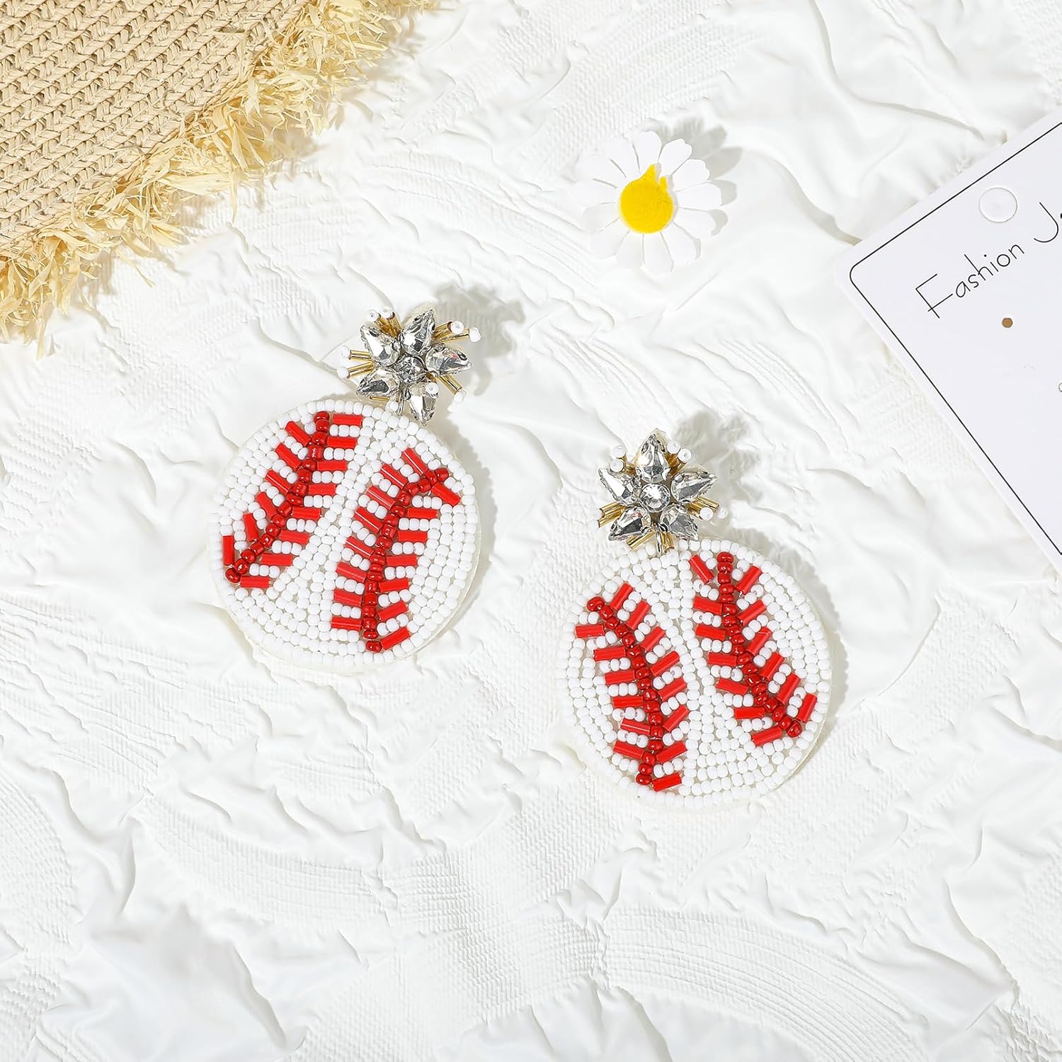 Baseball Earrings for Women, Beaded Baseball Basketball Softball Soccer Earrings for Game Day, Sports Fans, Drop Dangle Earring Holiday Party Game Jewelry Gifts - Image 6