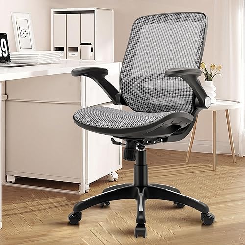 Silla de oficina ergonómica de malla con reposabrazos de 90 F, bloqueo de inclinación de 130, silla de escritorio de malla de malla de respaldo