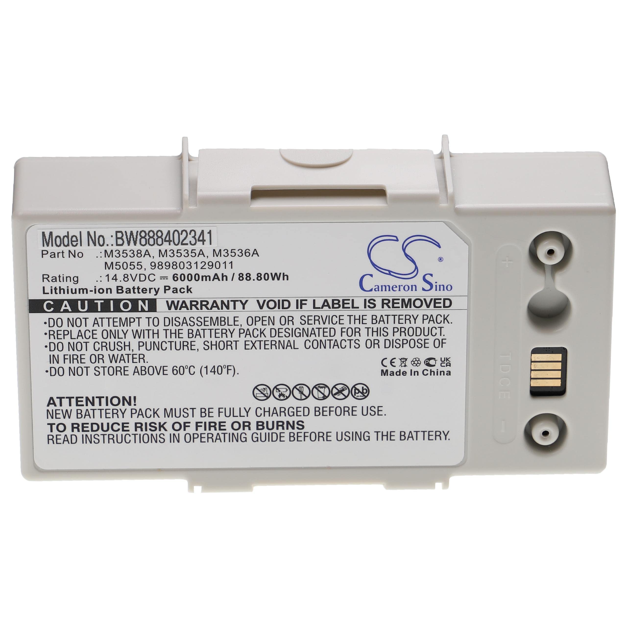 vhbw batteria sostituisce Philips M3538A, M3536A, M3535A, 989803129011, M5055 per strumentazione medica (6000mAh, 14,8V, Li-Ion)