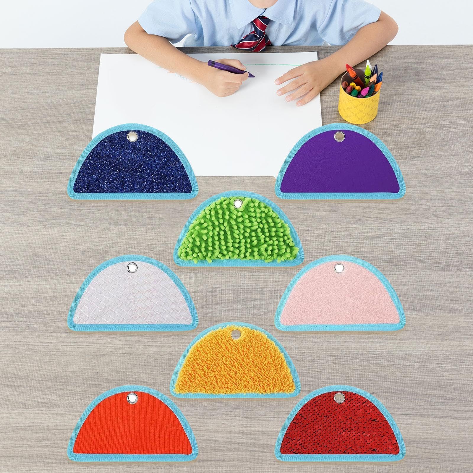 Menolana 8Pcs Assorted Textured Play Mat, Assorted Textured Sensory Tiles, Early Sensory Exercise, Textured Floor Mats for Children