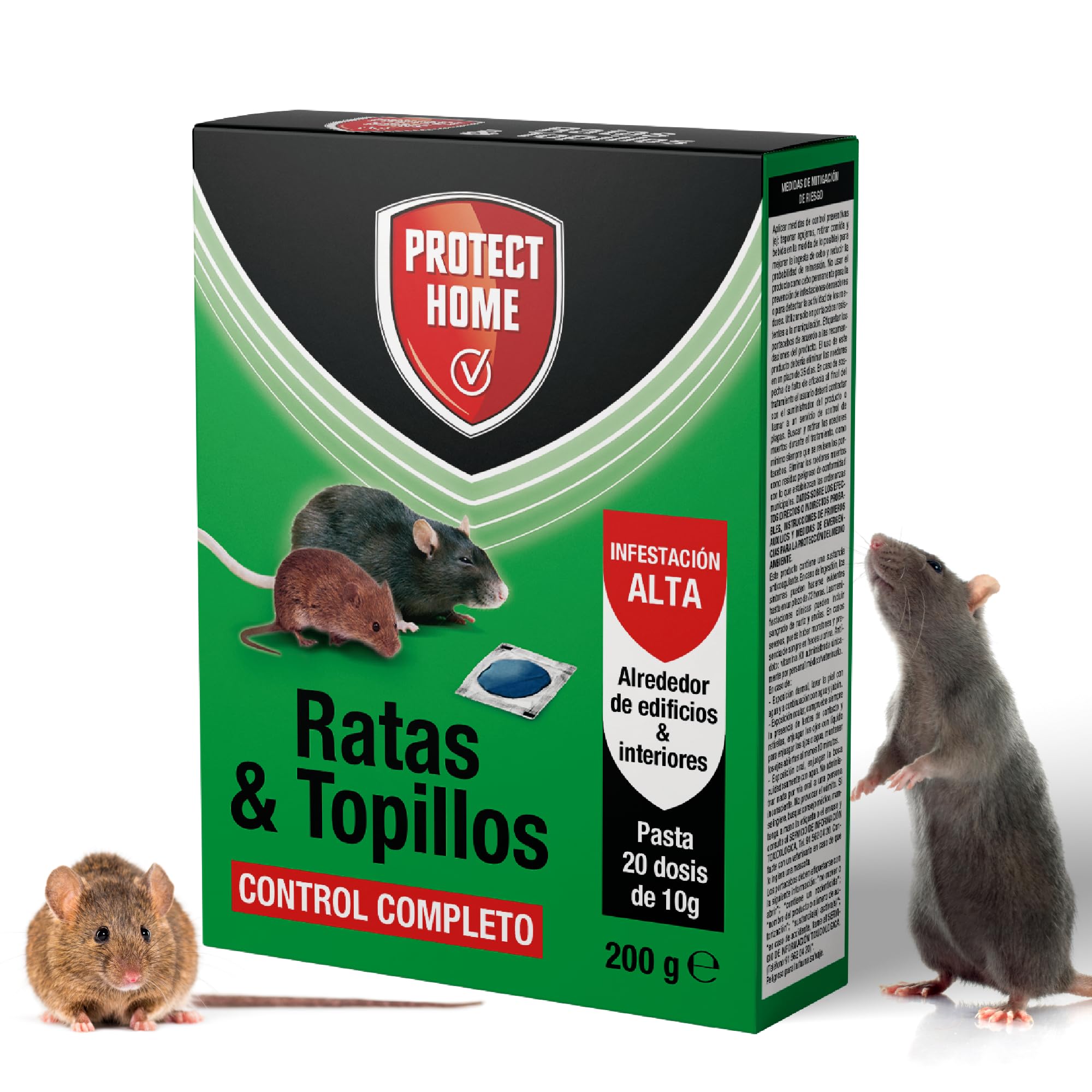 PROTECT HOME atrayente de Ratas y topillos en Pasta, Control Completo. Indicado para Interiores y Exteriores
