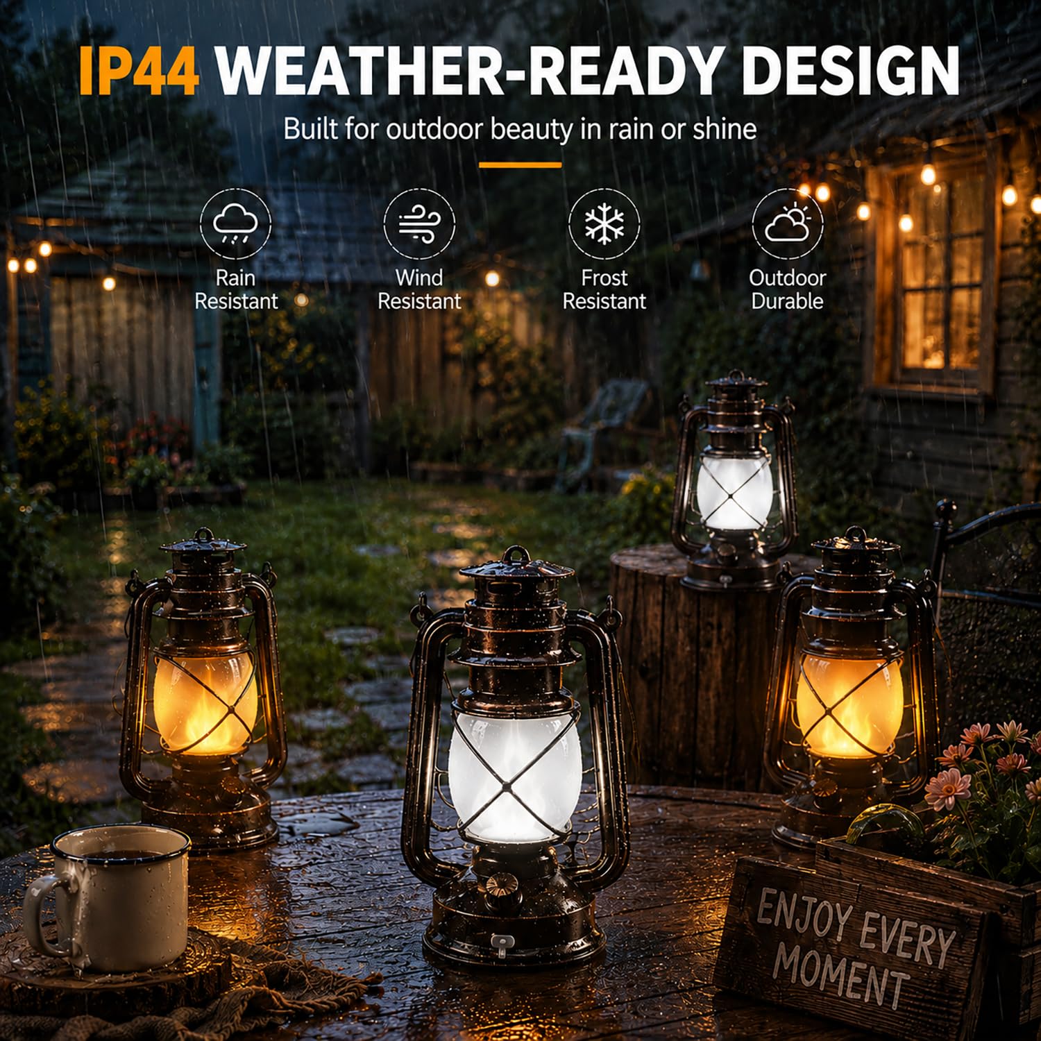 Wiederaufladbare LED-Laternen, 4 Stück, USB-Aufladung, Vintage-Bronze, Campinglampen mit flackernder Flamme, Fernbedienung, 4 Modi, Hängeleuchten für Terrasse, Garten, Veranda, Hinterhof, Innen- und