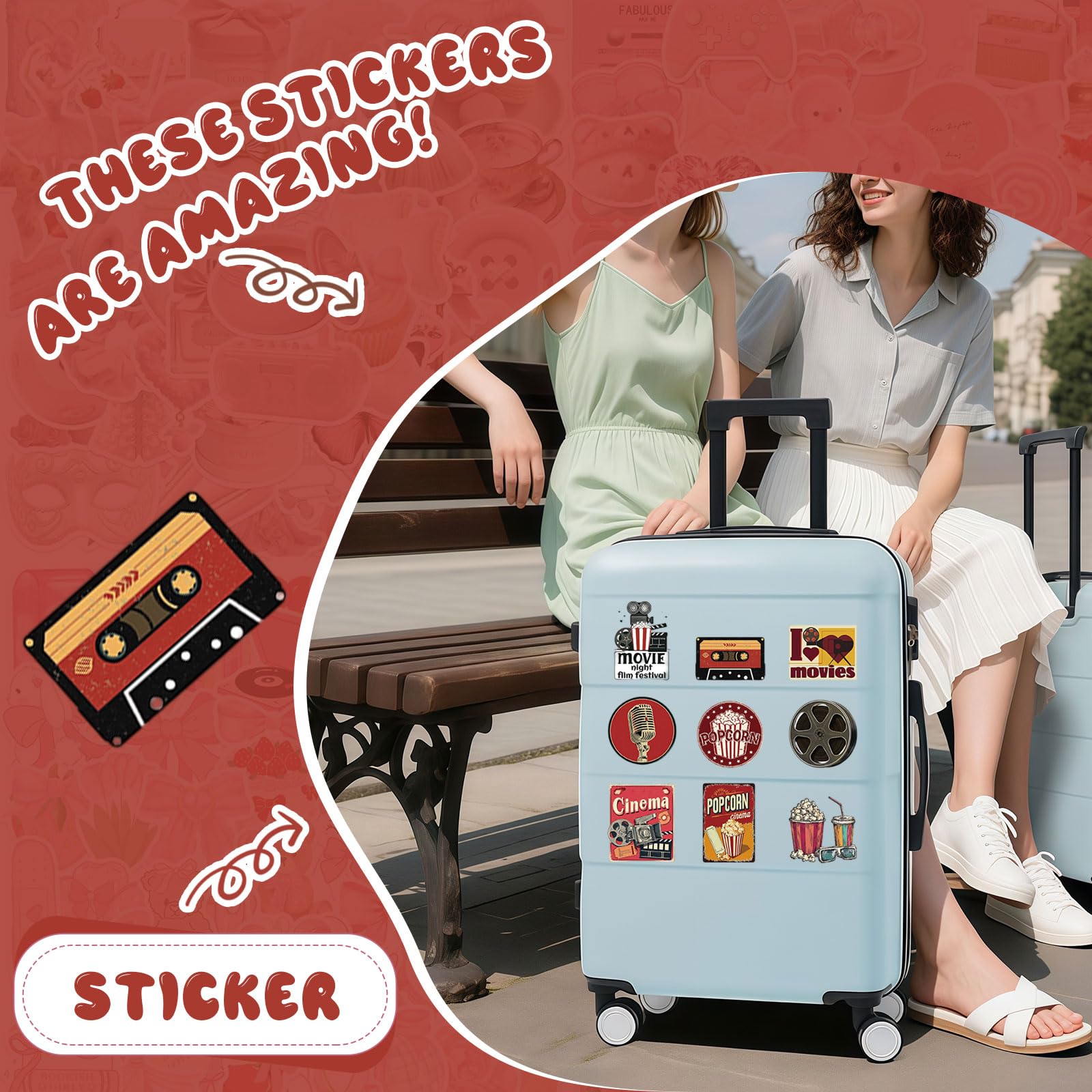 100 Pezzi Adesivi Estetici Film, Decorazioni Tema Serata Cinema Per Regali Di Festa, Bottiglia D’acqua, Scrapbook, Computer Portatile, Divertenti Sticker Cinema