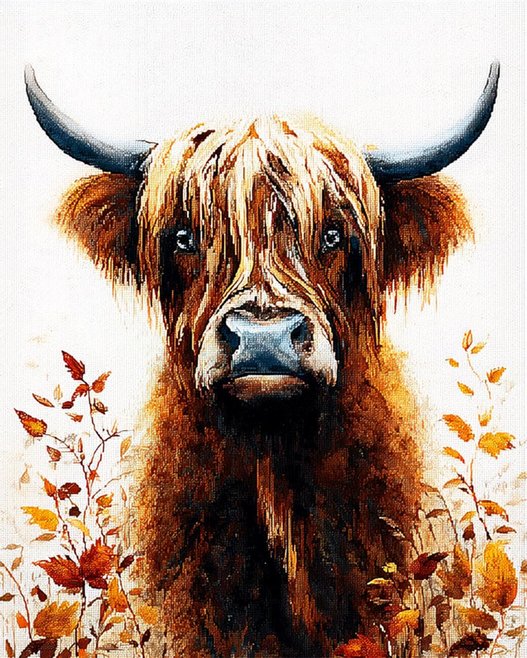 RKFLGEW DIY Bead Embroidery Kits Highland Cattle Portrait 50x70cm