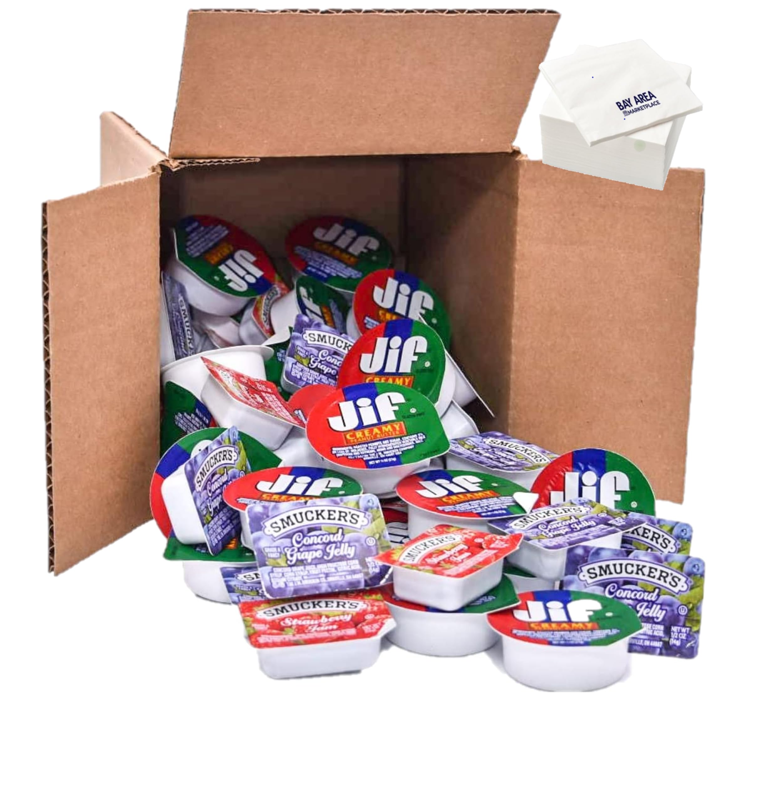 Peanut Butter and Jelly Assortment, 60 Pieces, 30 Peanut Butter Cups with 15 Grape Jelly and Strawberry Servings