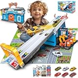 Race Tracks for Kids Ages 3-5, Racing Car Toys Set with Foldable 2 Layer Track and 6 Alloy Race Cars for Toddlers Boys, Best Birthday Xmas Gifts for Kids Age 3 4 5 6+ Years Old (Blue)