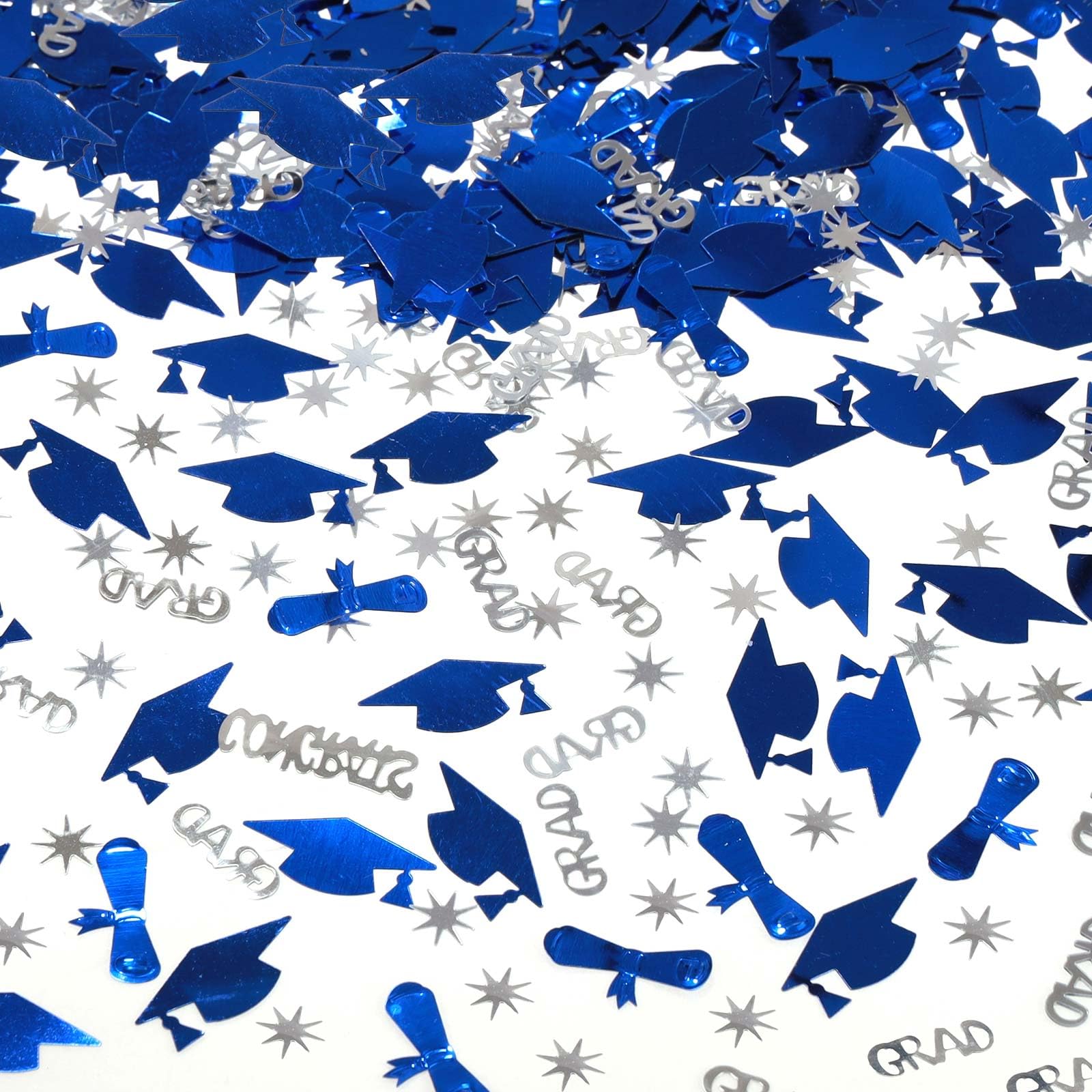 Silver and Blue Graduation Confetti 2026, 1000 Pcs Class of 2026 Table Centerpiece Grad Confetti for 2026 Graduation Party Decorations Supplies