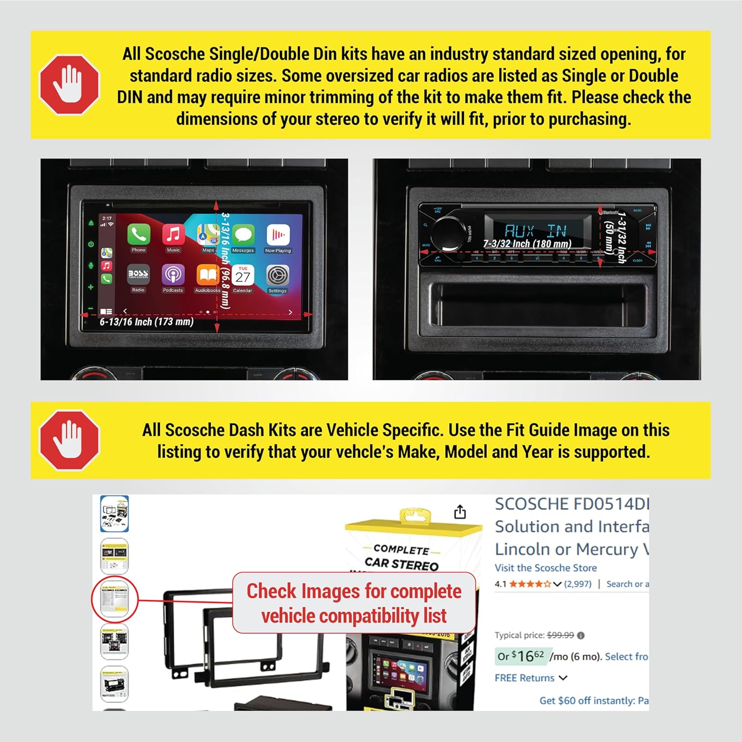 Double DIN Radio Dimensions and Compatibility Note