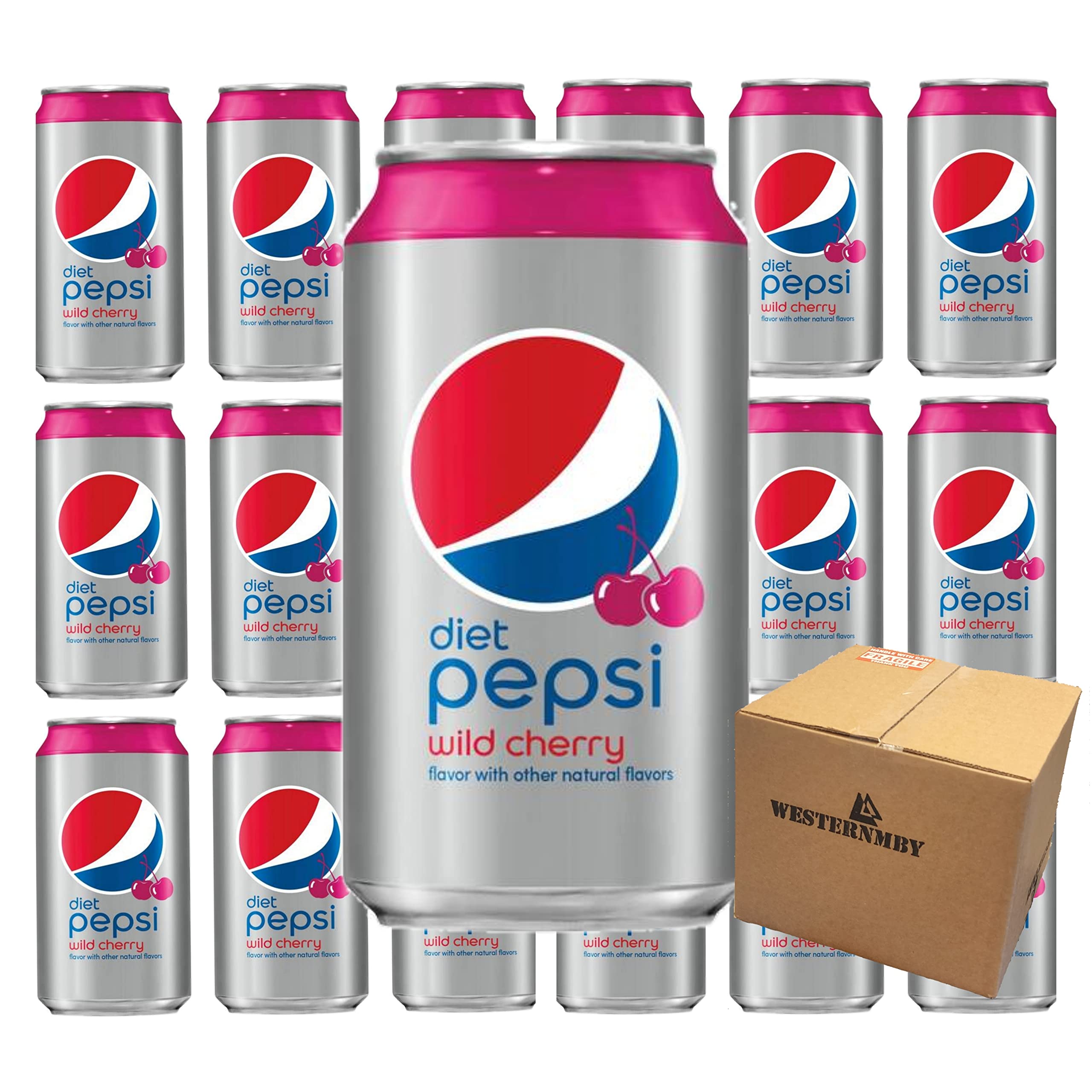 WESTERNMBYDiet Pepsi Cola Wild Cherry Soda Pop, 12 fl oz, 18 Cans