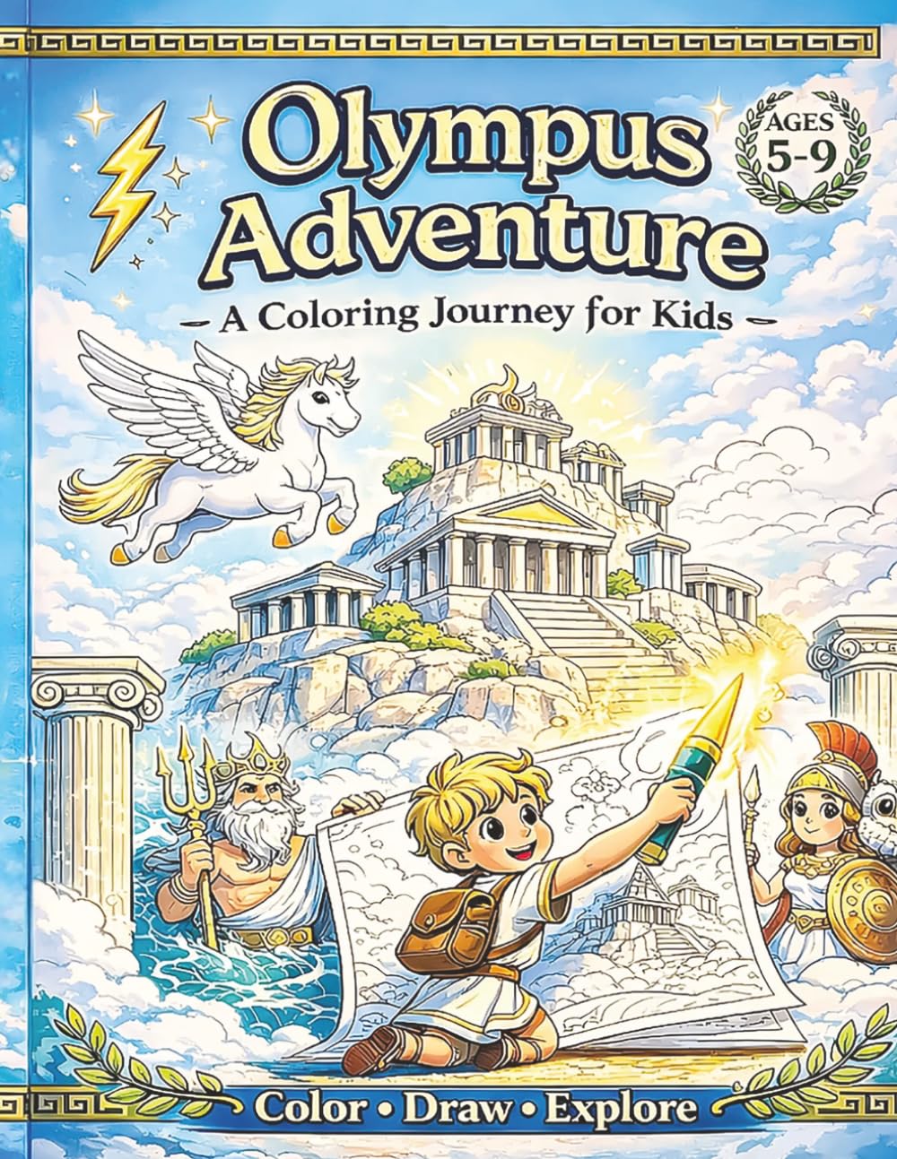 Olympus Adventure Coloring Book for Kids: A Greek Mythology Coloring Book with Gods, Heroes, and Creatures for Ages 5–9 (Little Explorer Adventures)