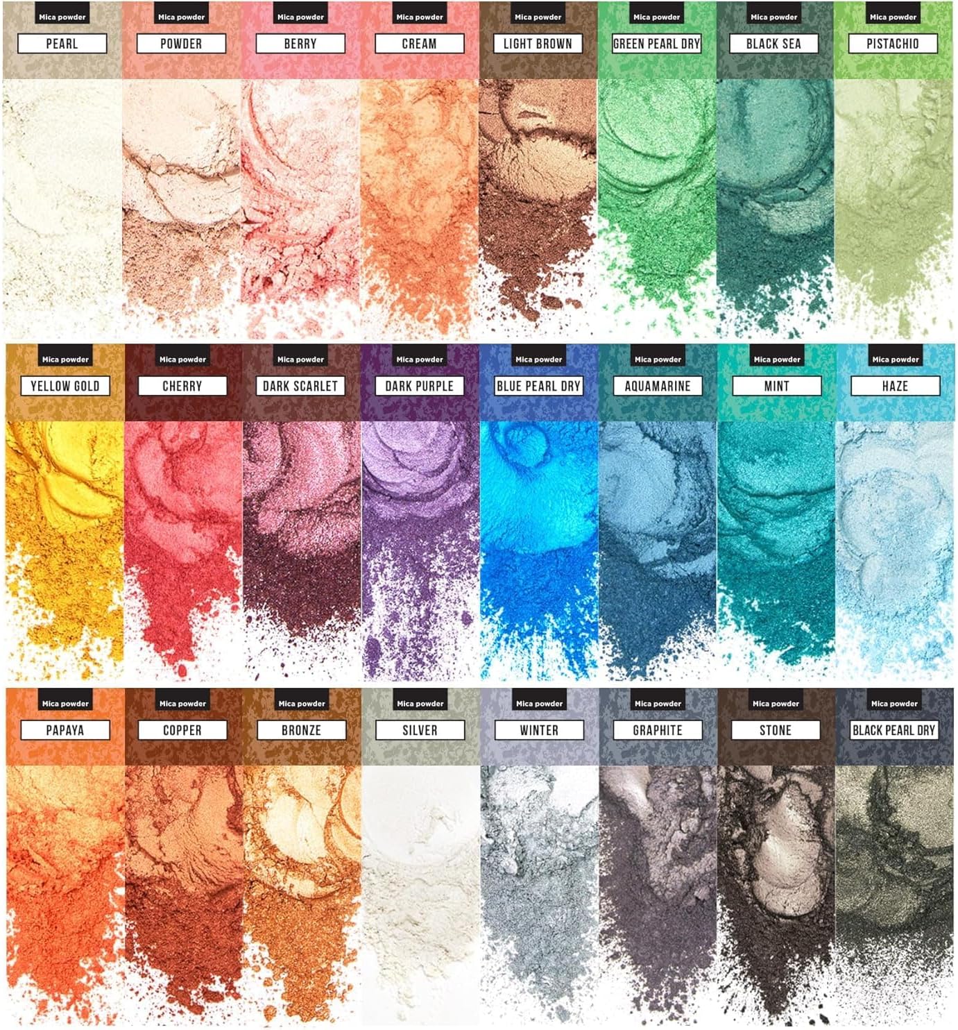 Soap Shop Mica Powder Soap Making Kit Makeup Dye, (24 Colors 2.83 Grams Each)
