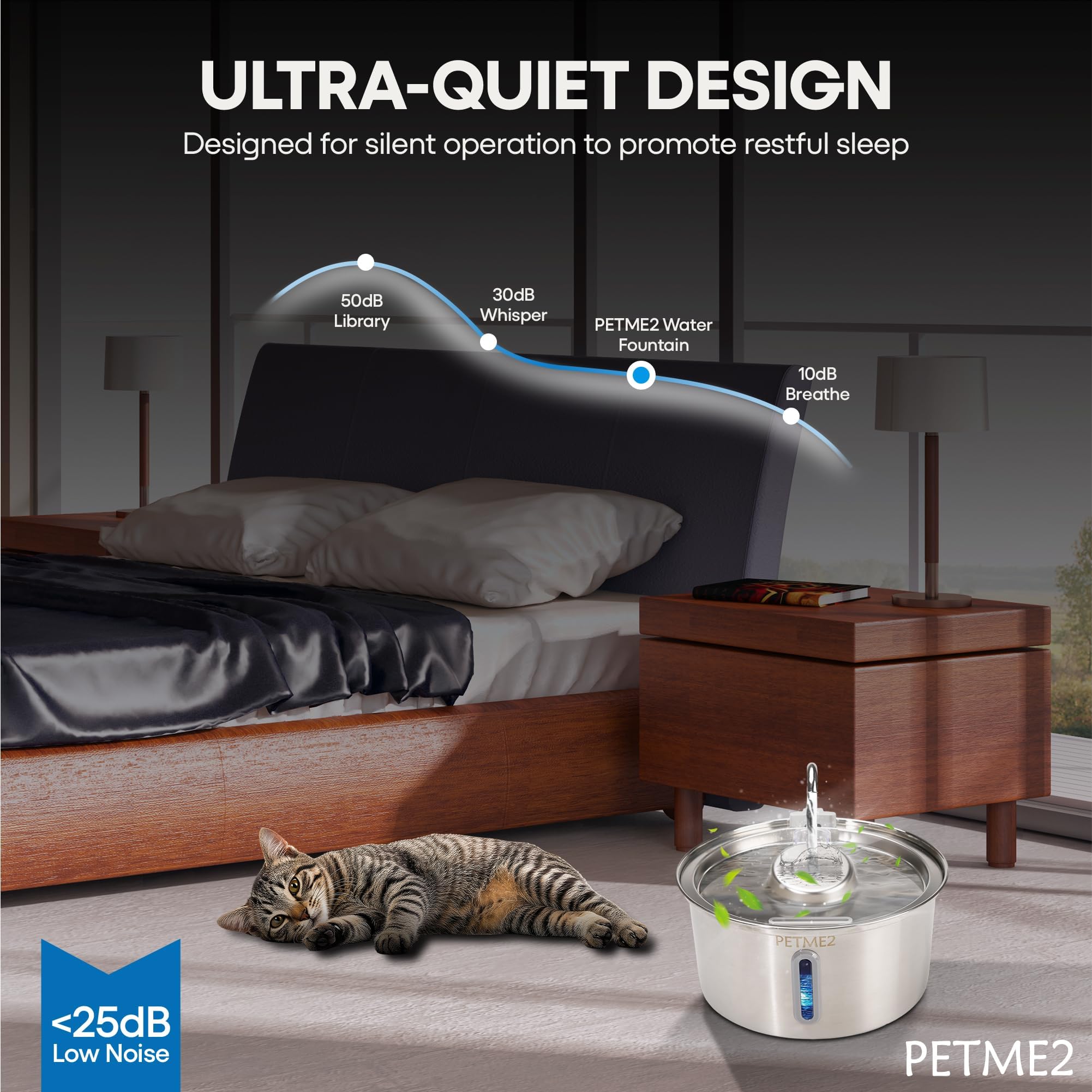 Luxury Smart Pet Fountain 2026 – 3.2L/108oz Stainless Steel Automatic Cat & Dog Water Fountain, Indoor Pet Water Dispenser with LED Light, Quiet Pump, Dual Flow Modes, 4-Layer Filter, Dishwasher Safe - image 7