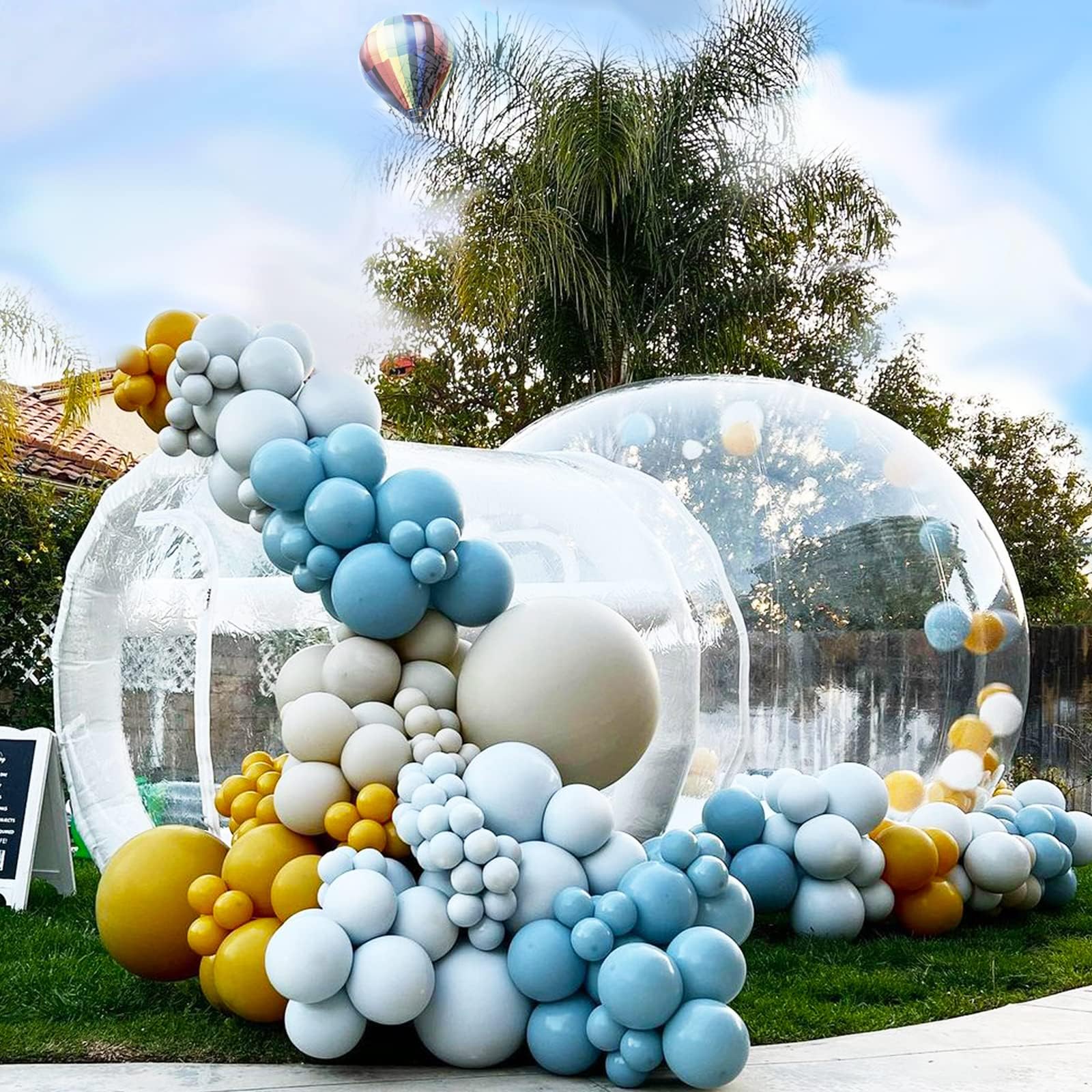 Inflatable Bubble House, 10ft Kids Party Balloon Clear Inflatable Bubble Tent Dome with Blower & Pump, 100% PVC Bubble House & 6ft Tunnel for Commercial Use Backyard Festival Birthday Party