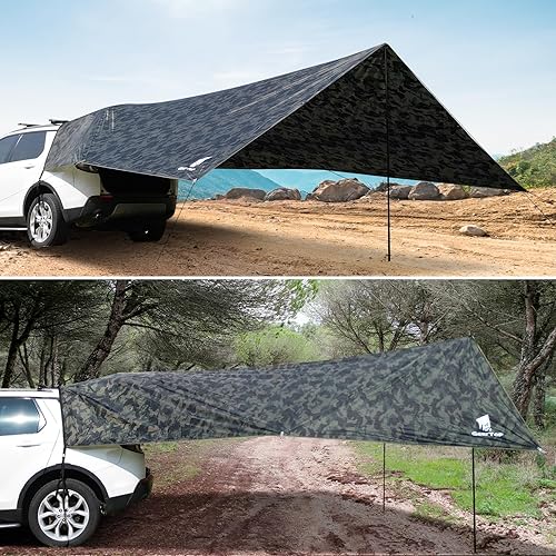 Miniatura 7 de GEERTOP Toldo grande para automóvil, para camping, mochilero, SUV, portón trasero, camión, toldo impermeable para exteriores, toldo trasero para
