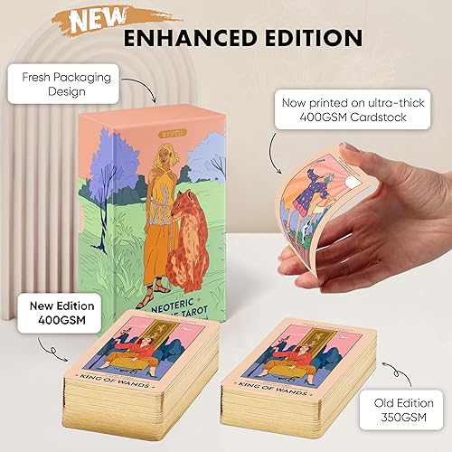 Miniatura 9 de Wyspell Baraja de tarot femenina - Cartas de tarot sin bordes con libro guía para principiantes - Juego de cartas para principiantes