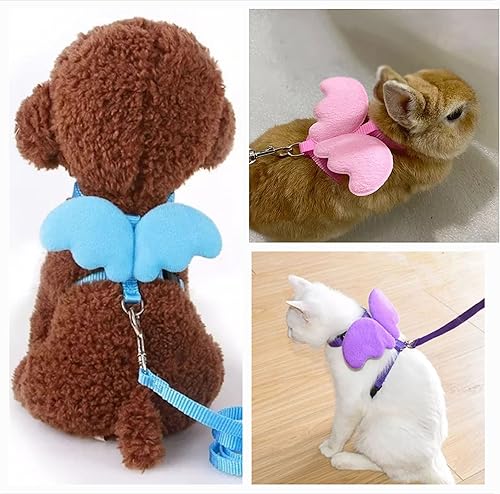 Miniatura 1 de Accesorios para mascotas, correas a juego, juego de arnés de alas de ángel. Gatos, perros, conejos, hámsteres. Chaleco de malla ajustable con correa