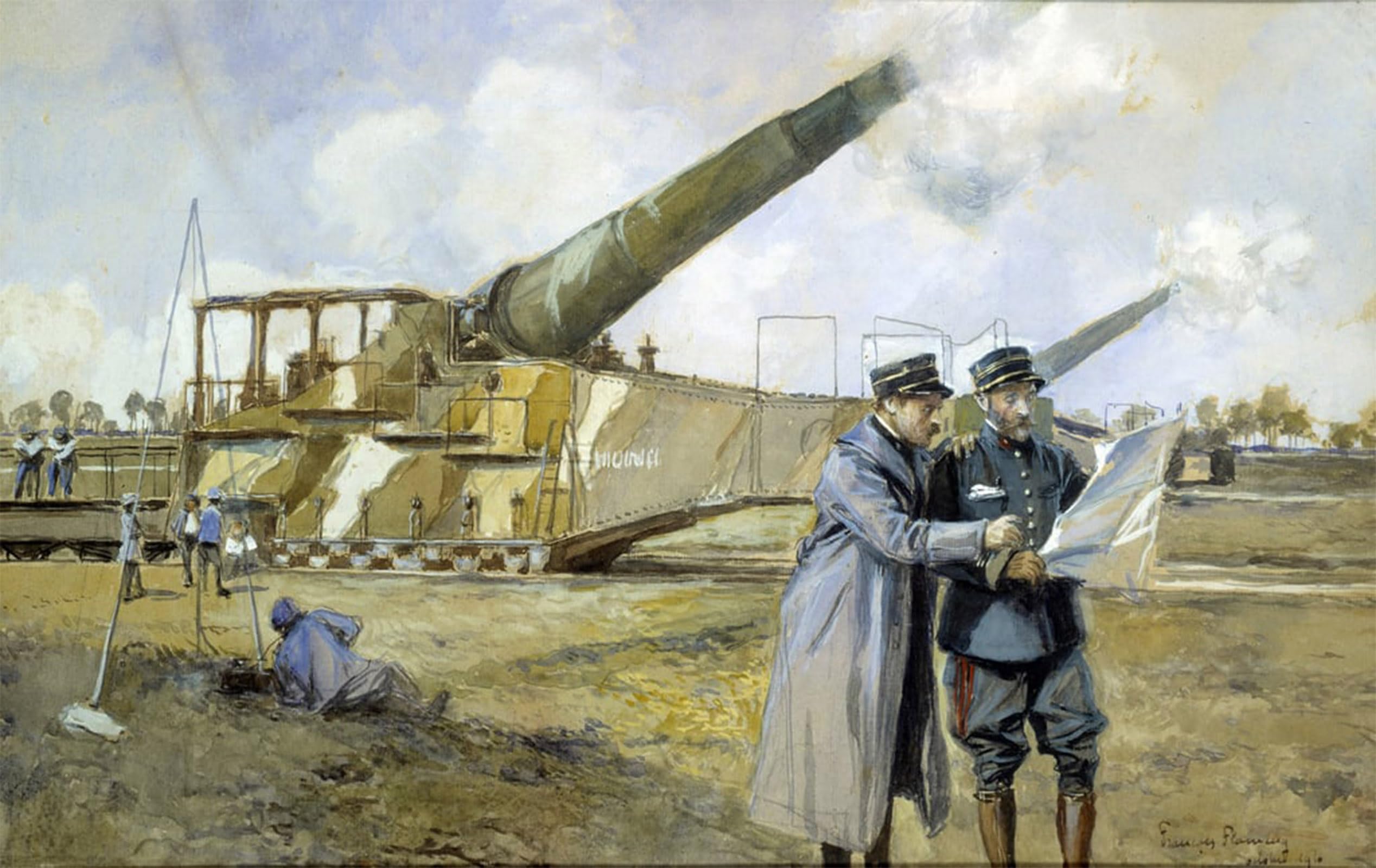 POSTERIIk Famous Modern Artwork Art Mural World War I Battery in October by Francois Flameng Oil Paintings Pictures for Home Decor 60x90cm