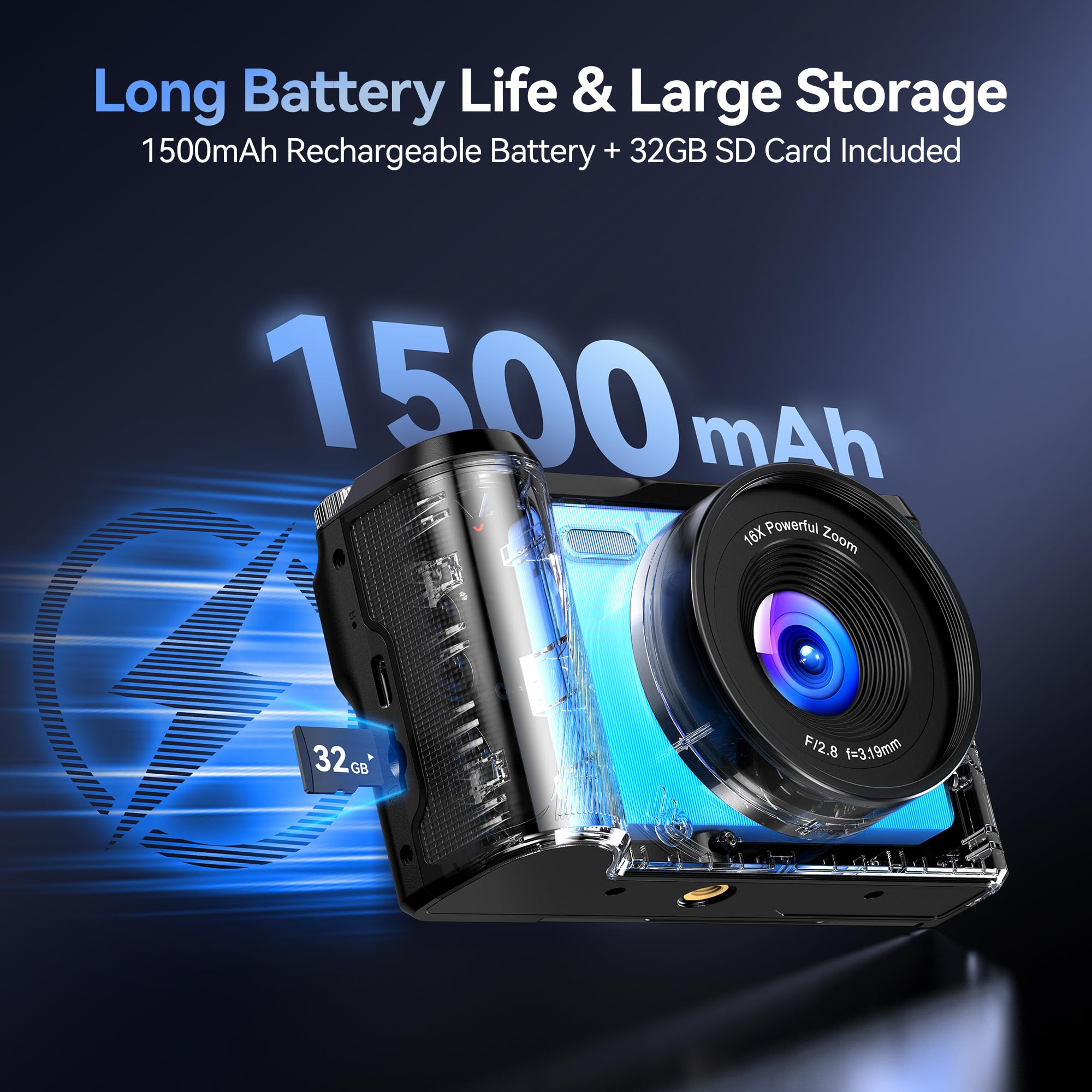 Appareil Photo Numérique 4K Digital: 56MP Appareils Numérique avec molette de Mode Écran Rabattable 180° - Camera pour Vlog avec Carte 32GB - pour Adolescents Débutants Adultes Enfant