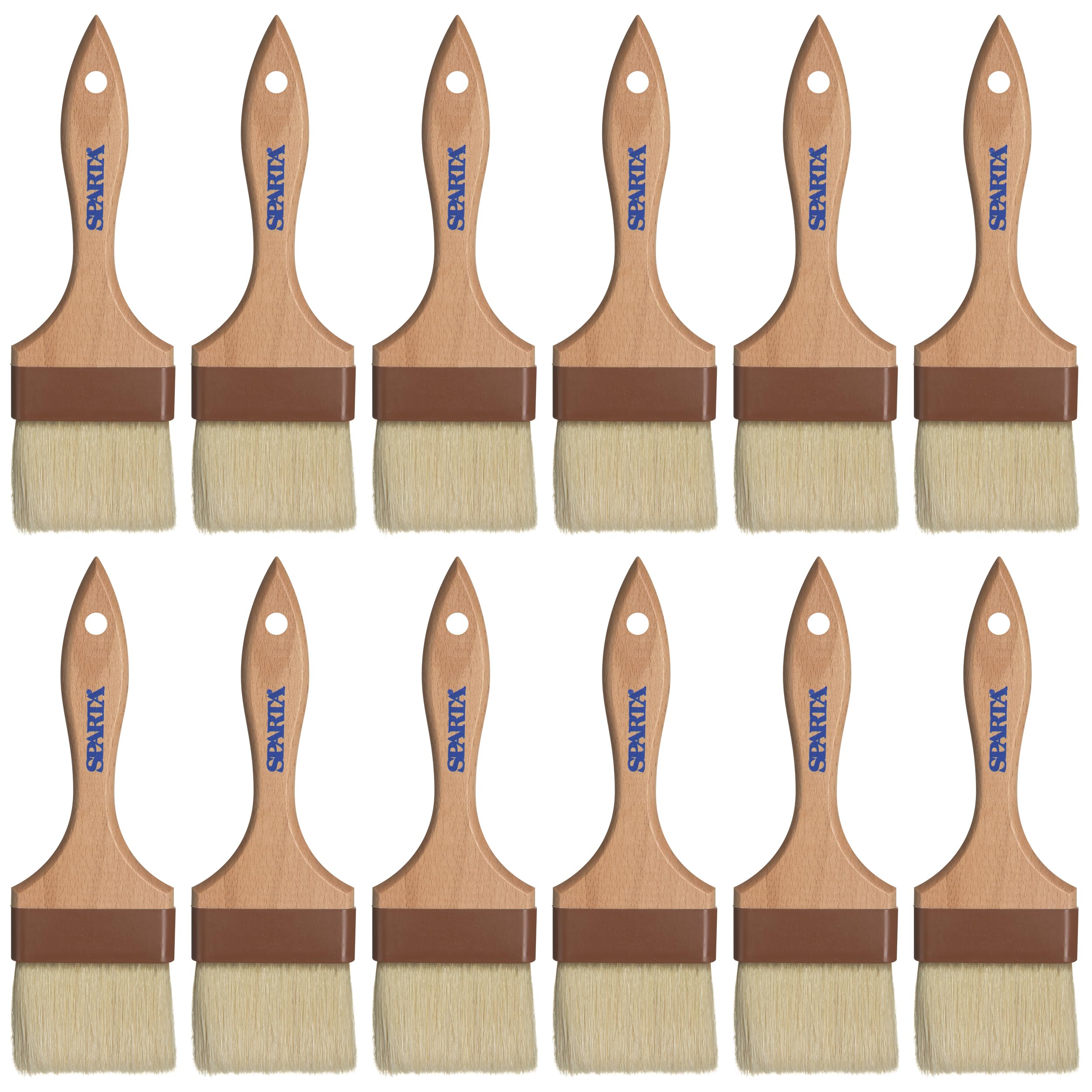 SPARTA Kitchen Basting Brush – 4037600 Basting Brush for Cooking Flat Boar Bristle Brush, Hardwood Handle for Kitchens, Restaurants, Catering, High Heat Food Prep, 4in, Pack of 12