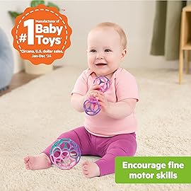 Bright Starts Delightful Duo 2-Pack Gift Set with Easy-Grasp Oball Rattles, Pink, Baby Toys for Newborn and Up