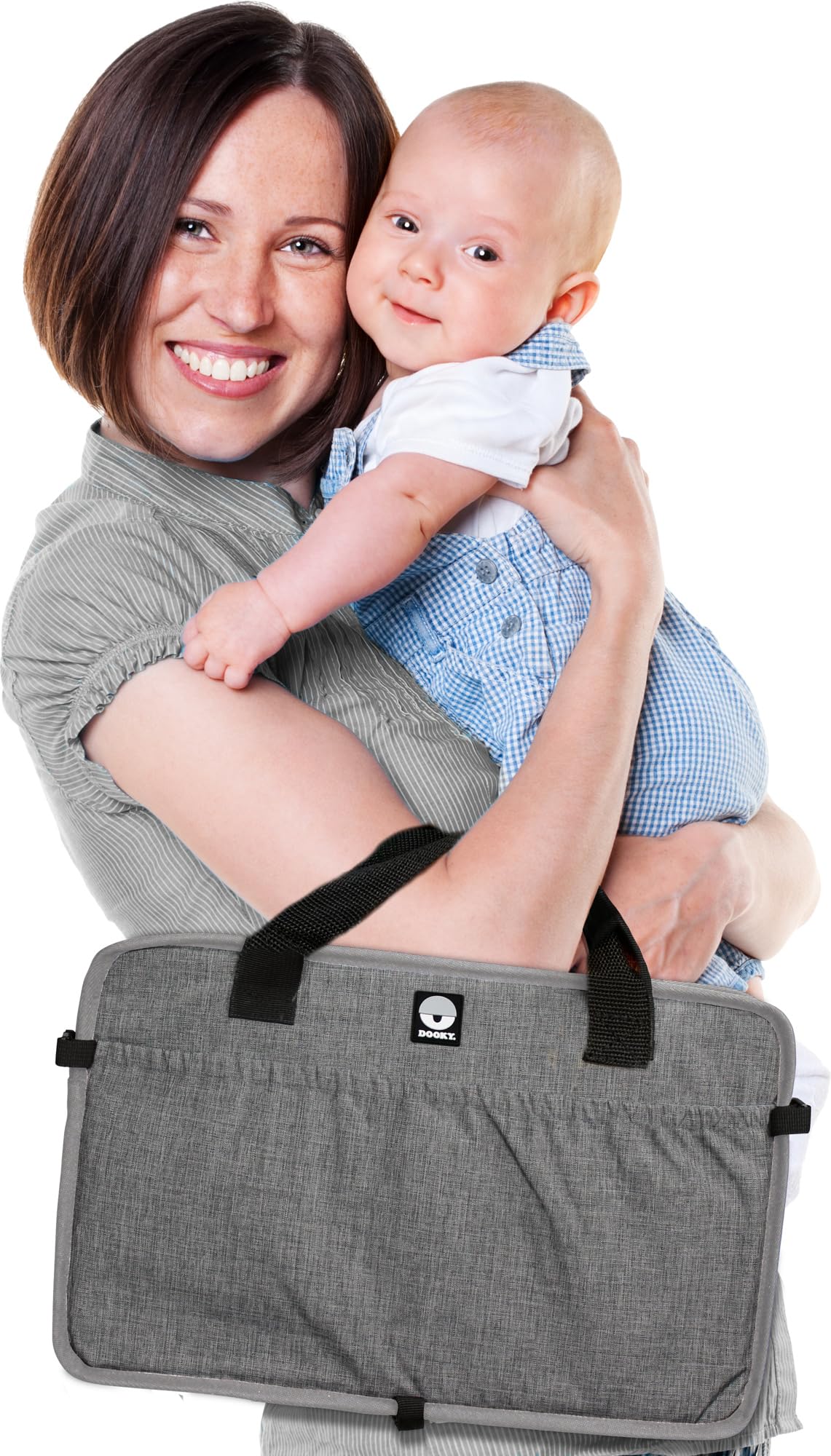 Dooky Original Traveller - lettino pieghevole per bambini - super leggero, tasche esterne, 41 x 74 cm (assemblato) /41 x 26 cm (piegato), 100% poliestere, nero