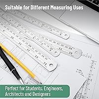 Vista 6 de Mr. Pen Reglas de acero, 6, 8, 12, 14 pulgadas, reglas de metal, paquete de 4