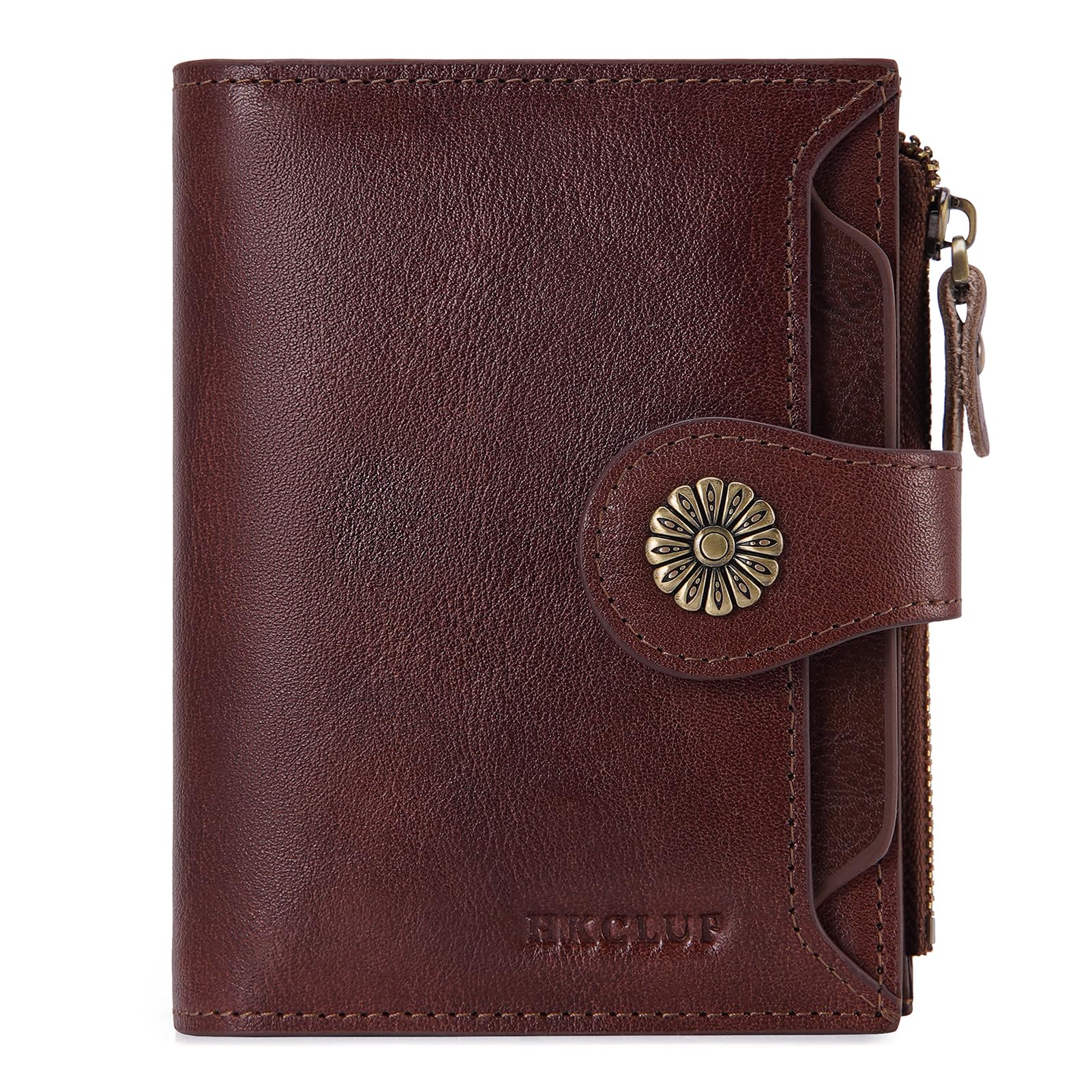 Wallet Women Small Genuine Leather Bifold Wallet Womens RFID Blocking Small Wallet for Women Card Holder Purse With ID Window(darkkhaki)