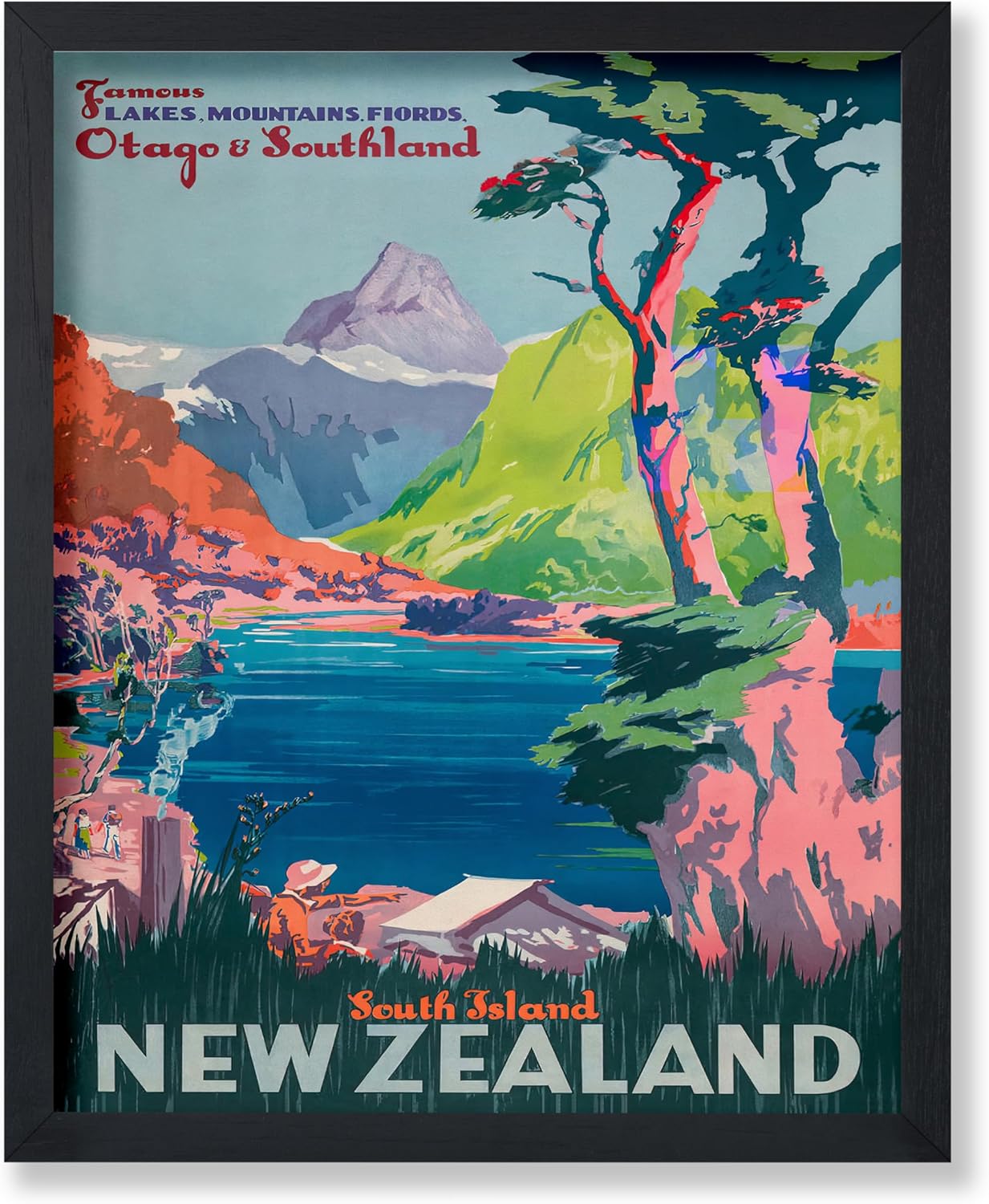 Poster Master New Zealand Travel Poster - South Island Wall Art - Otago & Southland Poster - Great Wall Decor Gift for Home, Office, Living Room, 24x32 Unframed Wall Art