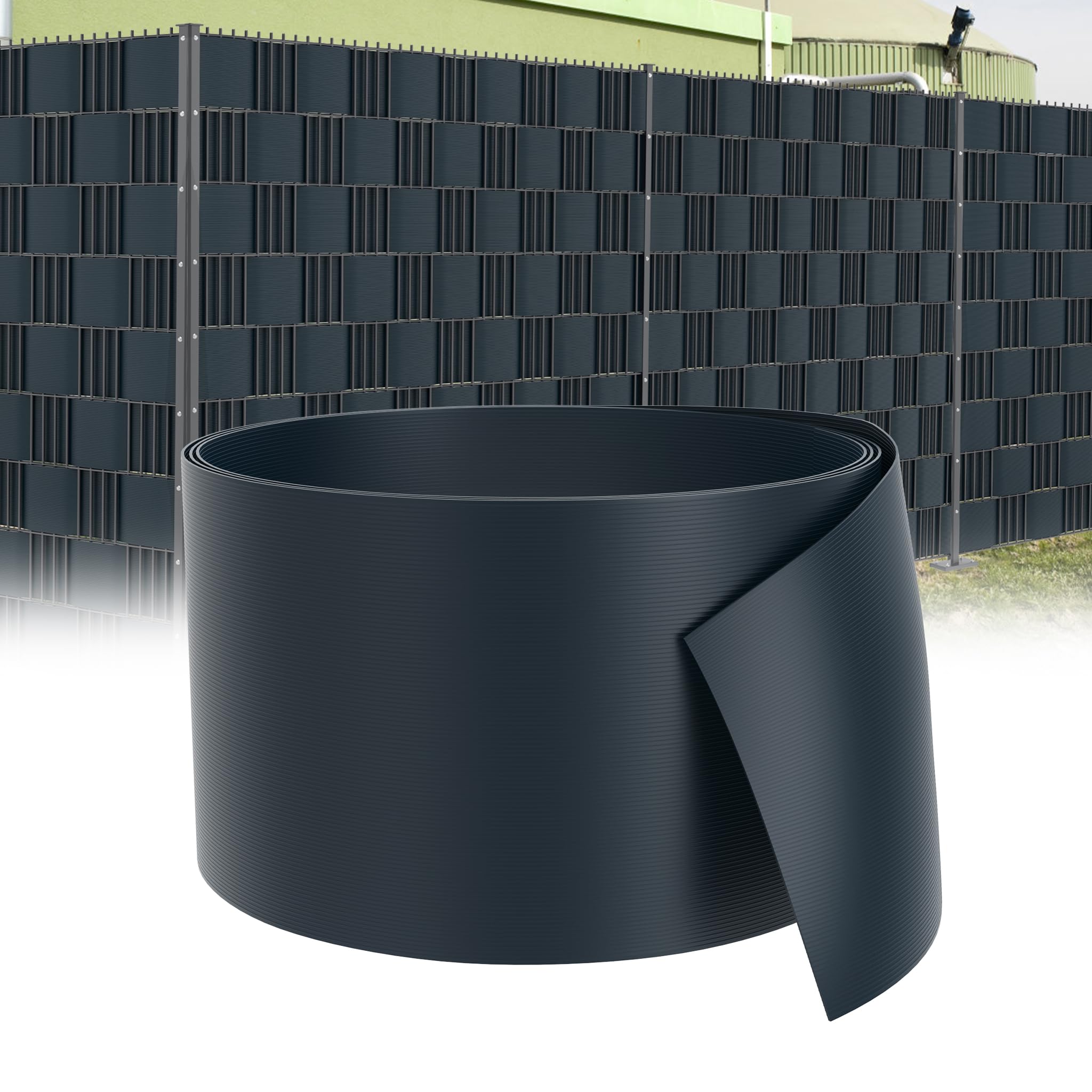 XMTECH Lot de 30 bandes brise-vue en PVC rigide à double barre, 2,5 m, anthracite
