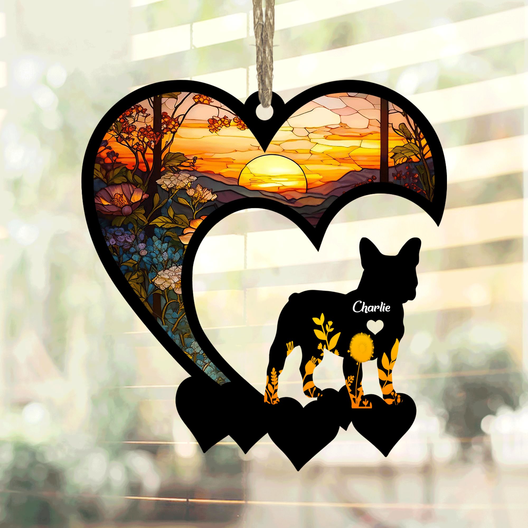 Lovely POD French Bulldog Frenchie Suncatcher, Personalized French Bulldog Memorial with Name, French Bulldog Loss Suncatcher, Dog Remembrance Gift, Dog Memorial Ornament, Loss of Dog Sympathy Gift