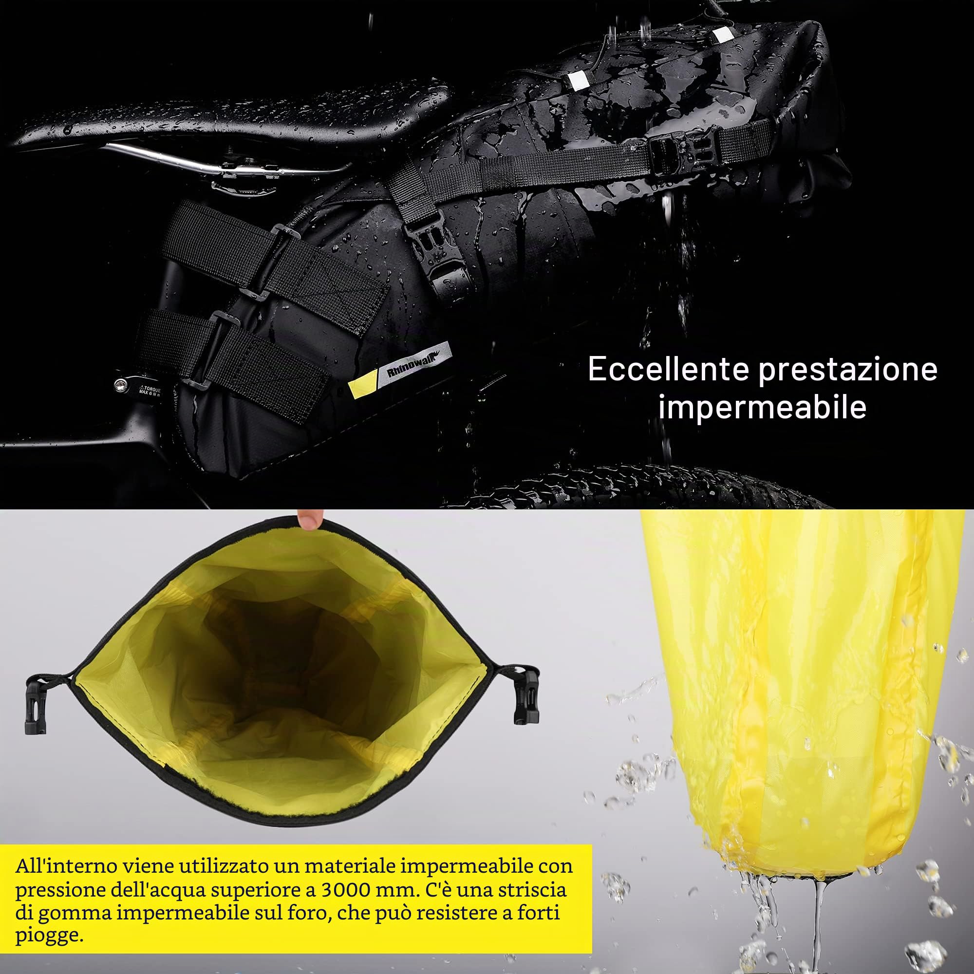 Rhinowalk 10/13 L borsa da sella per bicicletta da montagna e da strada impermeabile
