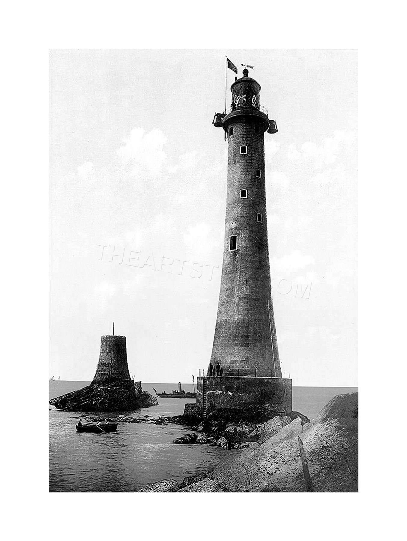 Wee Blue Coo Vintage Photo Eddystone Lighthouse Plymouth Wall Art Print