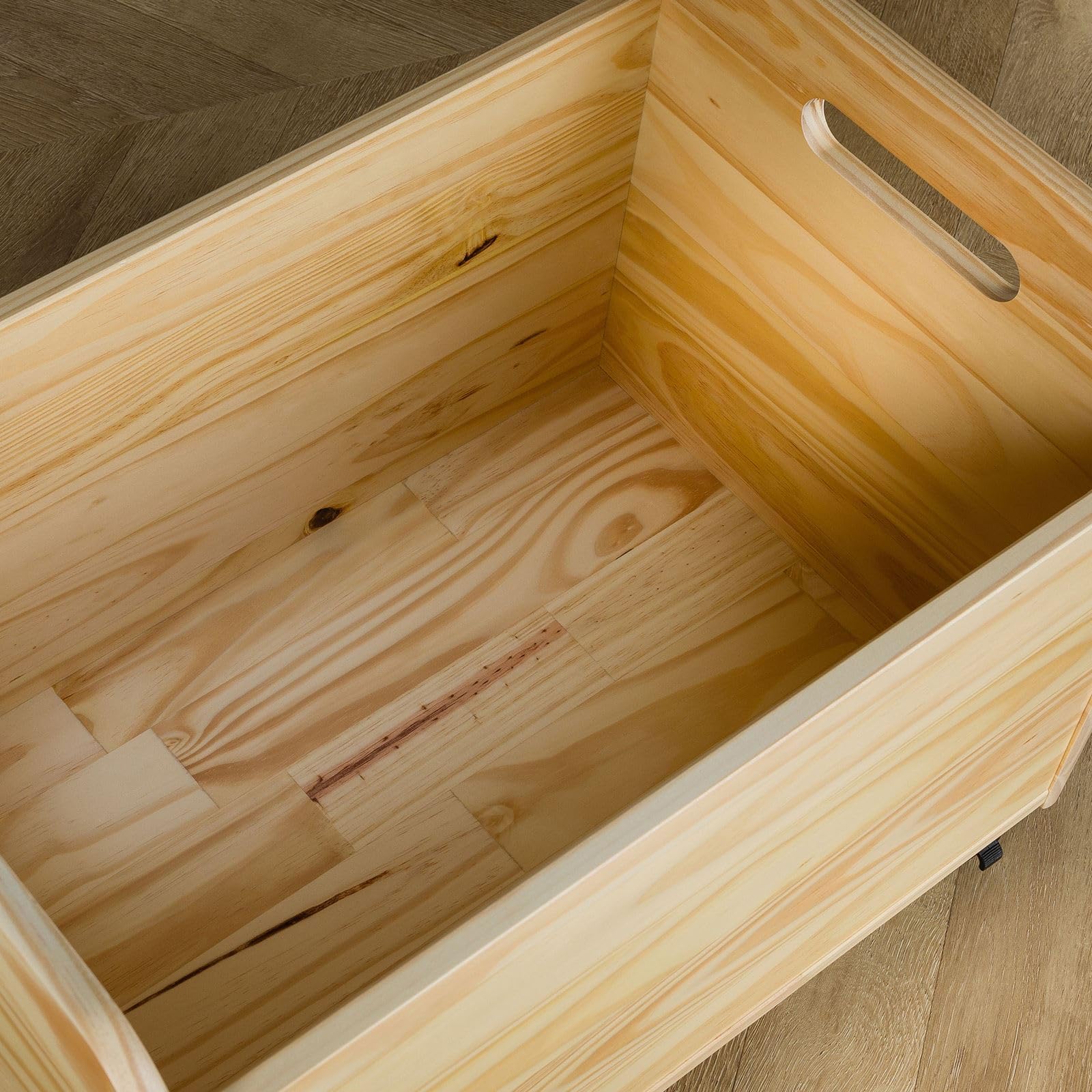 IDIMEX Coffre à Jouets Benjamin sur roulettes 60 x 43 x 40 cm en Bois pour Chambre d'enfant, Rangement Montessori Jouets Peluches, Facile à déplacer, Coloris Naturel