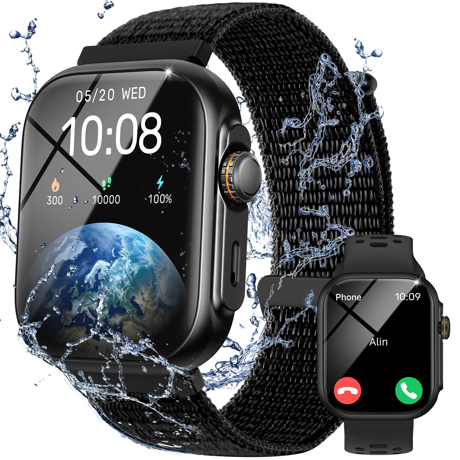 Parsonver Smart Watch, GPS, Bluetooth Calling, 30M Waterproof Fitness Tracker with 100+ Sport Modes, Heart Rate Monitor/Sleep Tracker, Pedometer, Alexa Built-In, 1.85" HD Smartwatch for Android iPhone