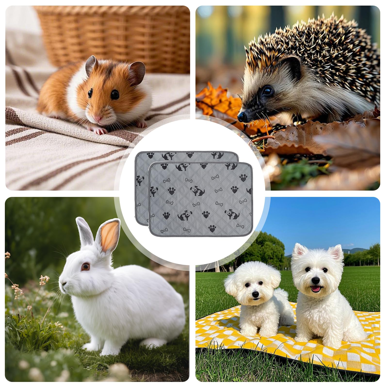 Lot de 2 tapis lavables PIPI pour lapin de 120 x 60 cm : tapis réutilisables PIPI avec antidérapant pour cage, voiture et canapé, tapis lavable pour petits animaux pour hamsters, lapins