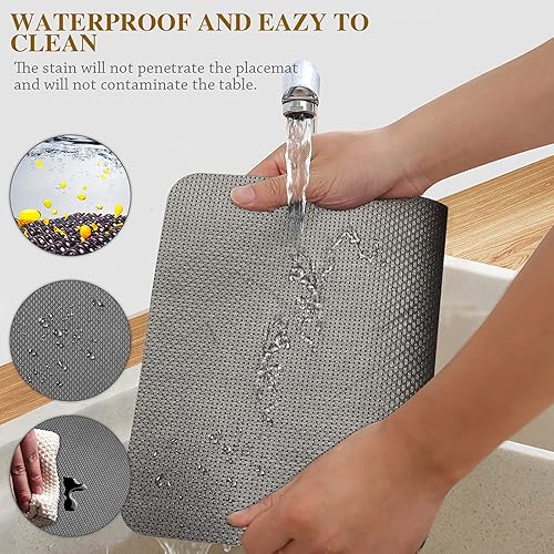 Miniatura 4 de Juego de 8 manteles individuales con posavasos, resistentes a las manchas de calor, resistentes a los arañazos, antideslizantes, impermeables, a