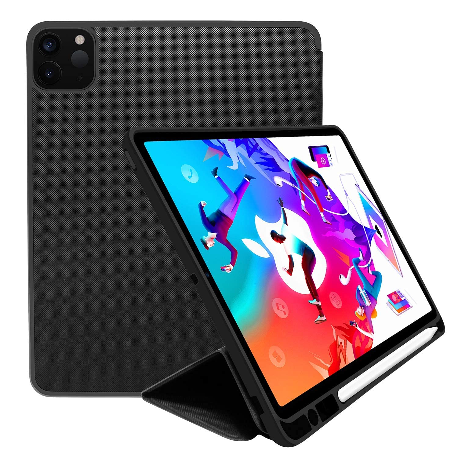 GRIPP Element Leatherette Texture Case for iPad Pro 11 inch (3rd/4th Generation) (2021/2022) | iPad Air 10.9" (2020/2022) | iPad Air 11" (M2/M3) with Trifold Stand, Pencil Holder - Black