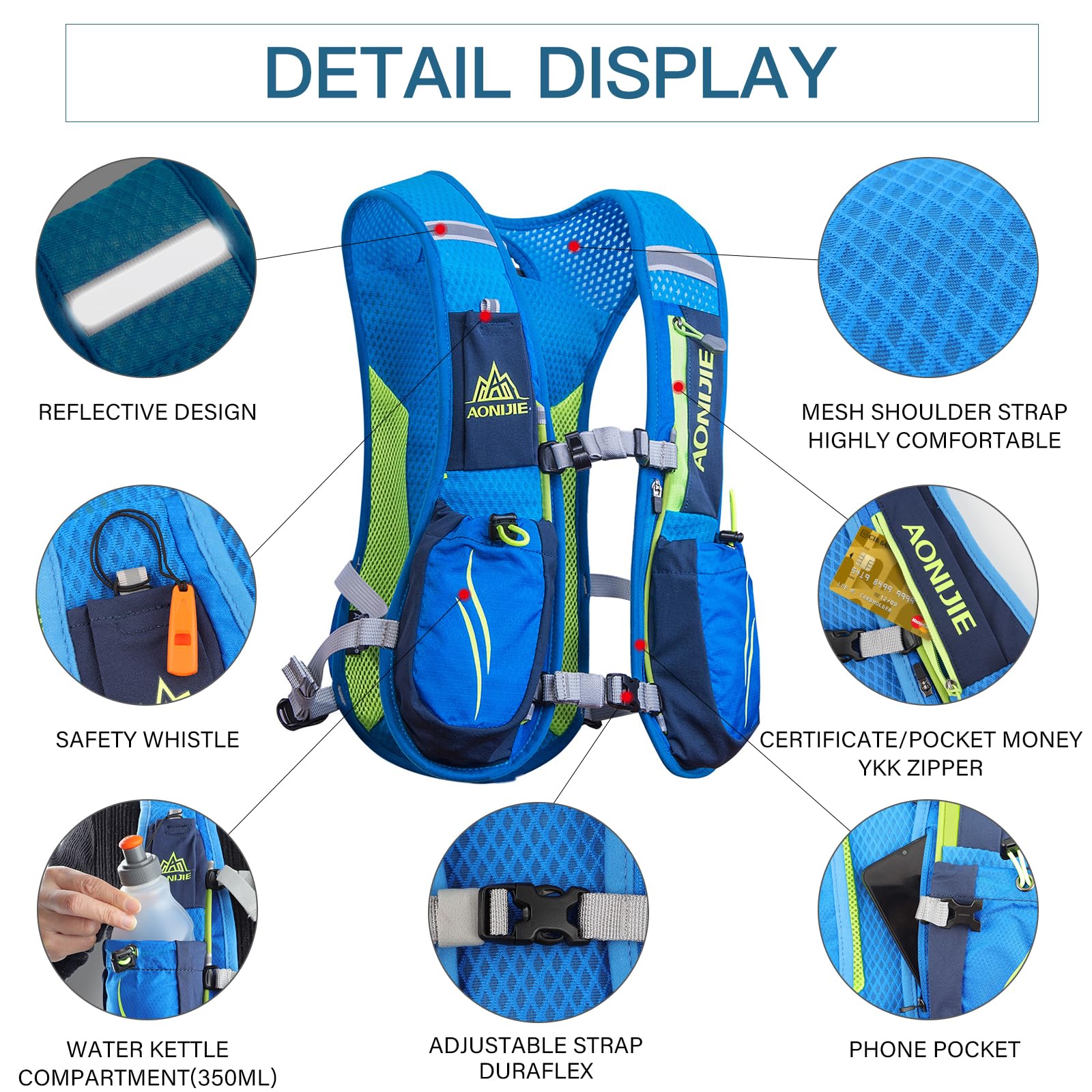 Geila Mochila de hidratación, Chaleco de hidratación al Aire Libre Sport Trail Marathoner Running Race Mochila Ligera para Hombres y Mujeres