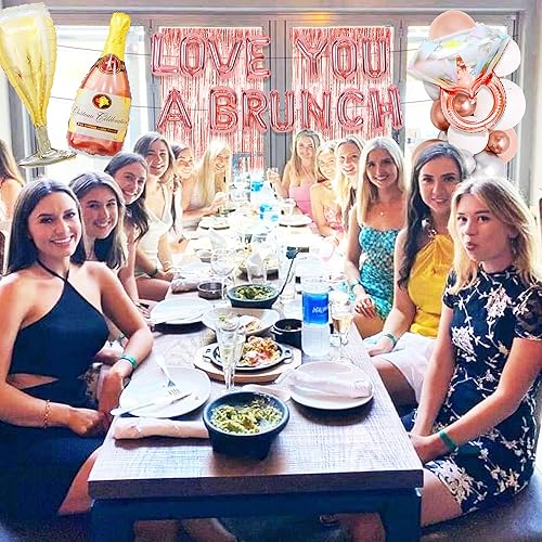 Miniatura 7 de LaVenty Juego de 48 globos de oro rosa Love You a Brunch y decoración para despedida de soltera, fiesta